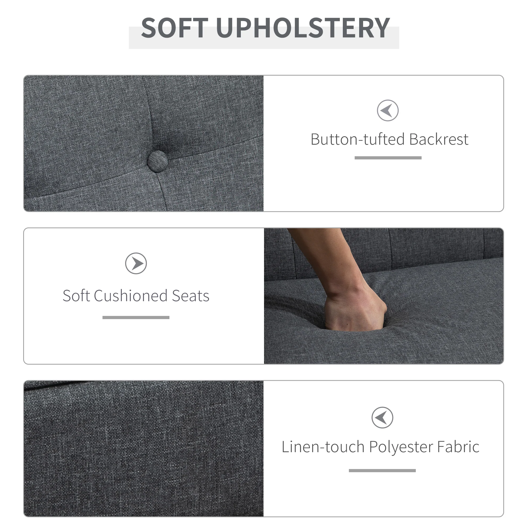 44.5" Tufted Loveseat with Solid Wood Frame 2-Seater Sofa Grey - Image 9