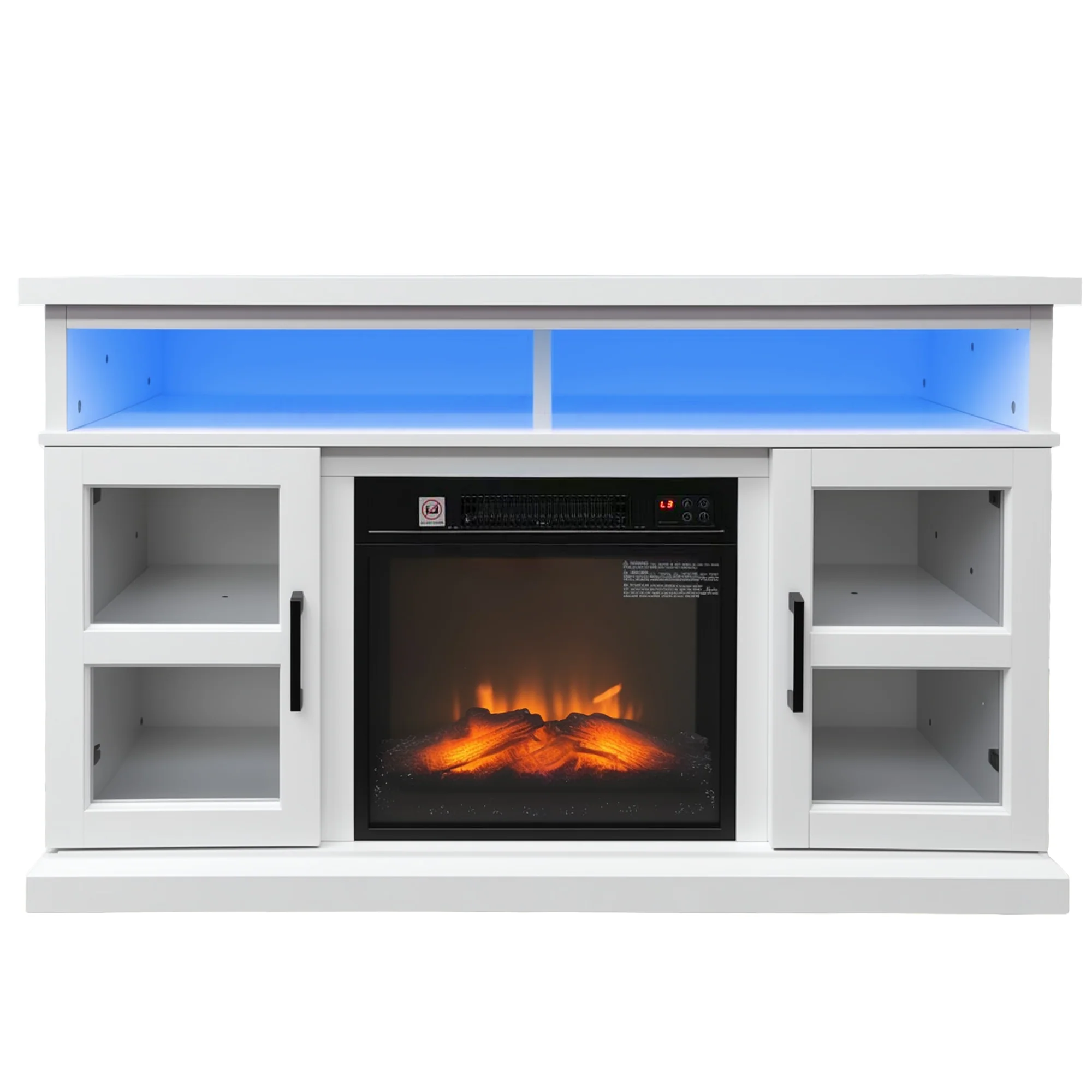 48" Fireplace TV Stand for TVs Up to 55 Inches with Adjustable Shelves for Living Room, White - Image 4