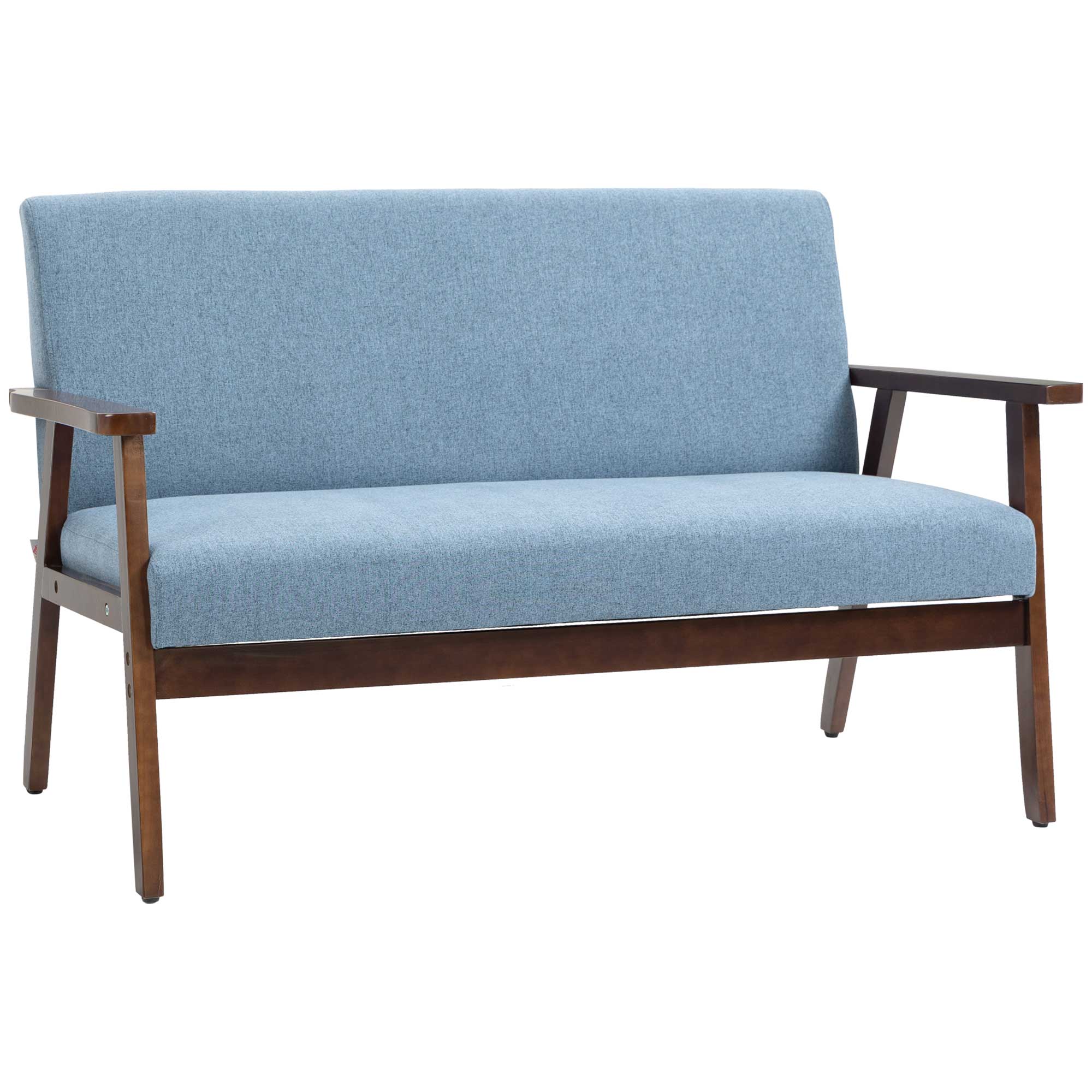 48" Modern Loveseat with Rubber Wood Legs 2-Seater Sofa, Blue