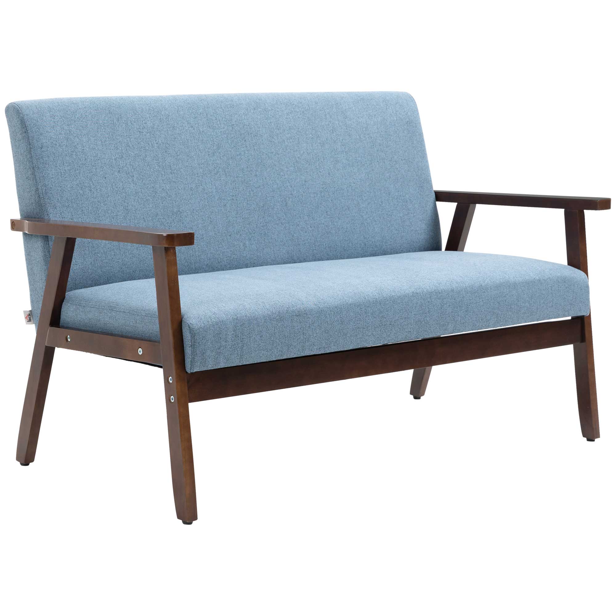 48" Modern Loveseat with Rubber Wood Legs 2-Seater Sofa, Blue - Image 2