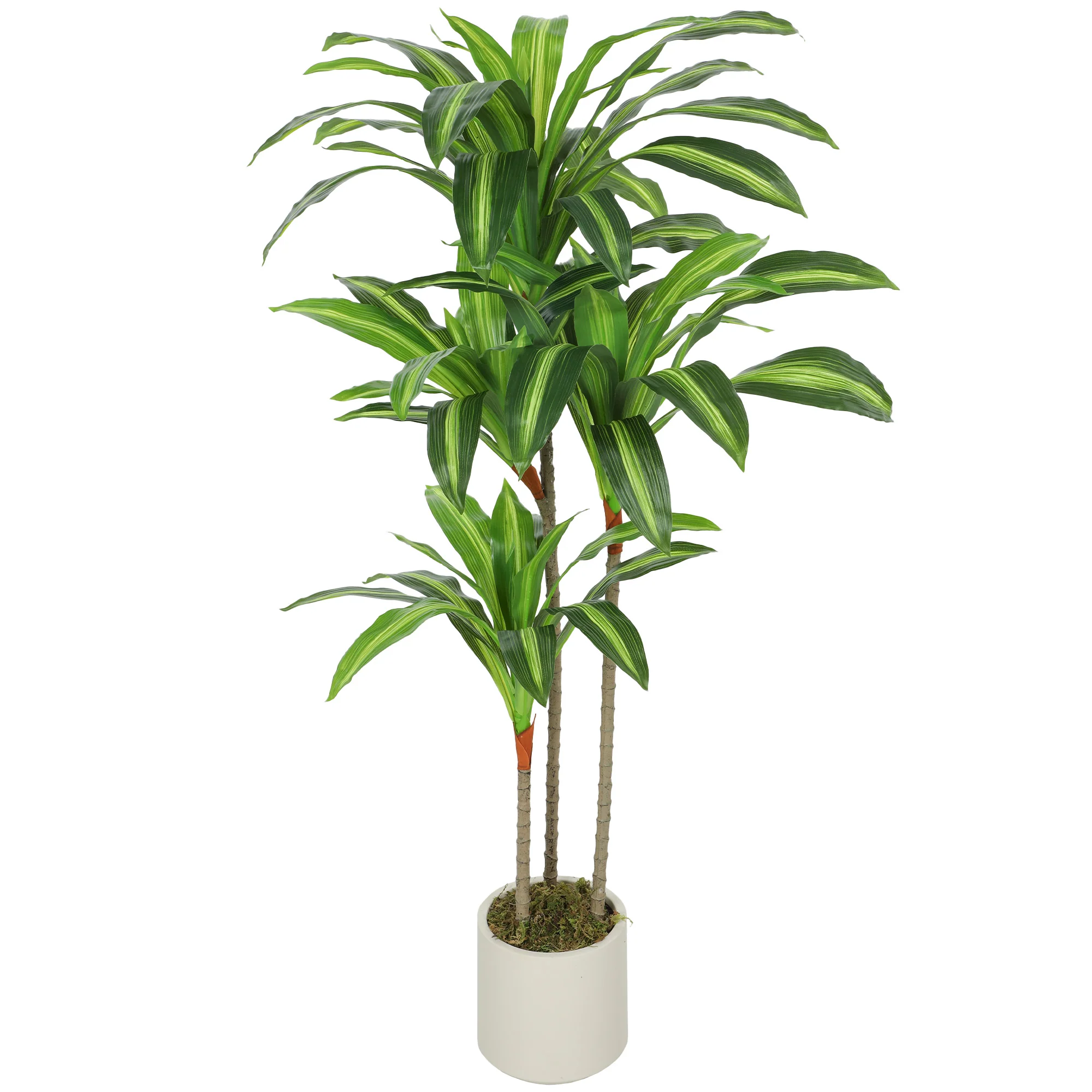 4FT Artificial Dracaena Tree, Lifelike Dracaena Fake Plant with Bendable Trunks and White Planter for Living Room Bedroom Home Office Decor, Green - Image 2