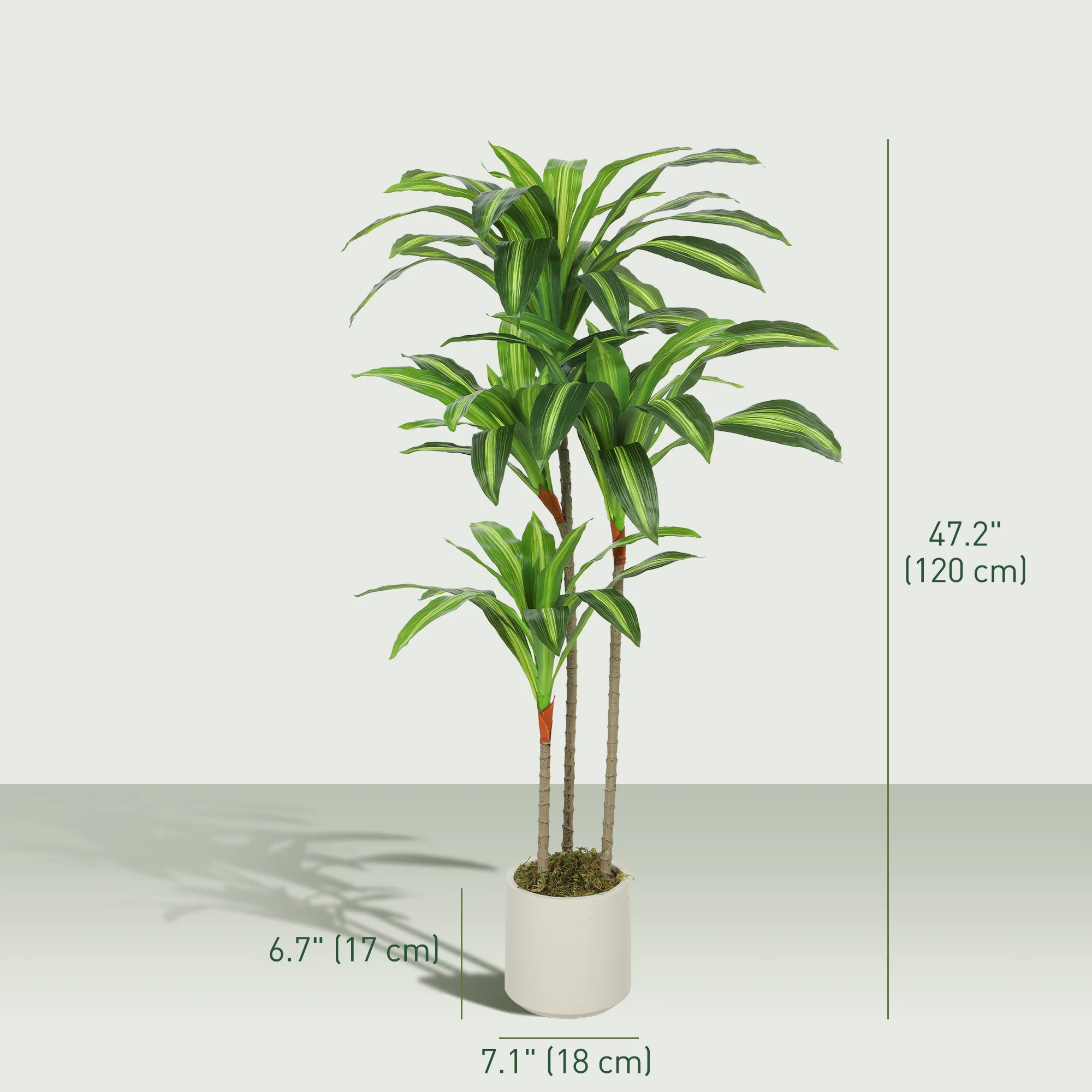 4FT Artificial Dracaena Tree, Lifelike Dracaena Fake Plant with Bendable Trunks and White Planter for Living Room Bedroom Home Office Decor, Green - Image 5