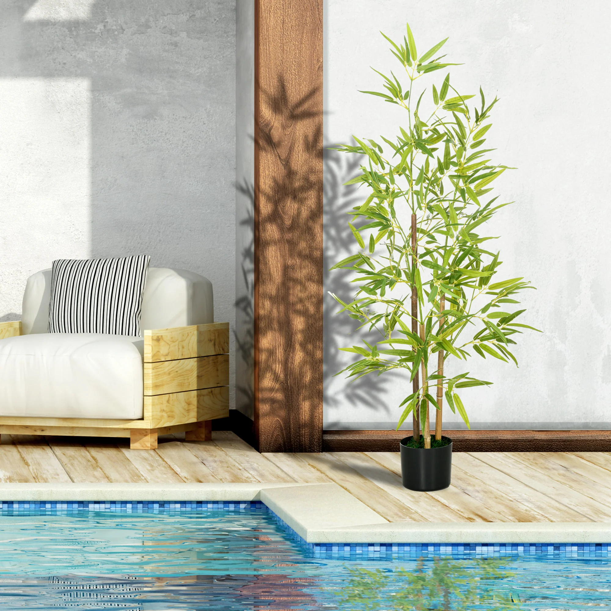 4ft Fake Bamboo Plants Set of 2, Artificial Plants with Pot for Home Office Living Room Decor - Image 4