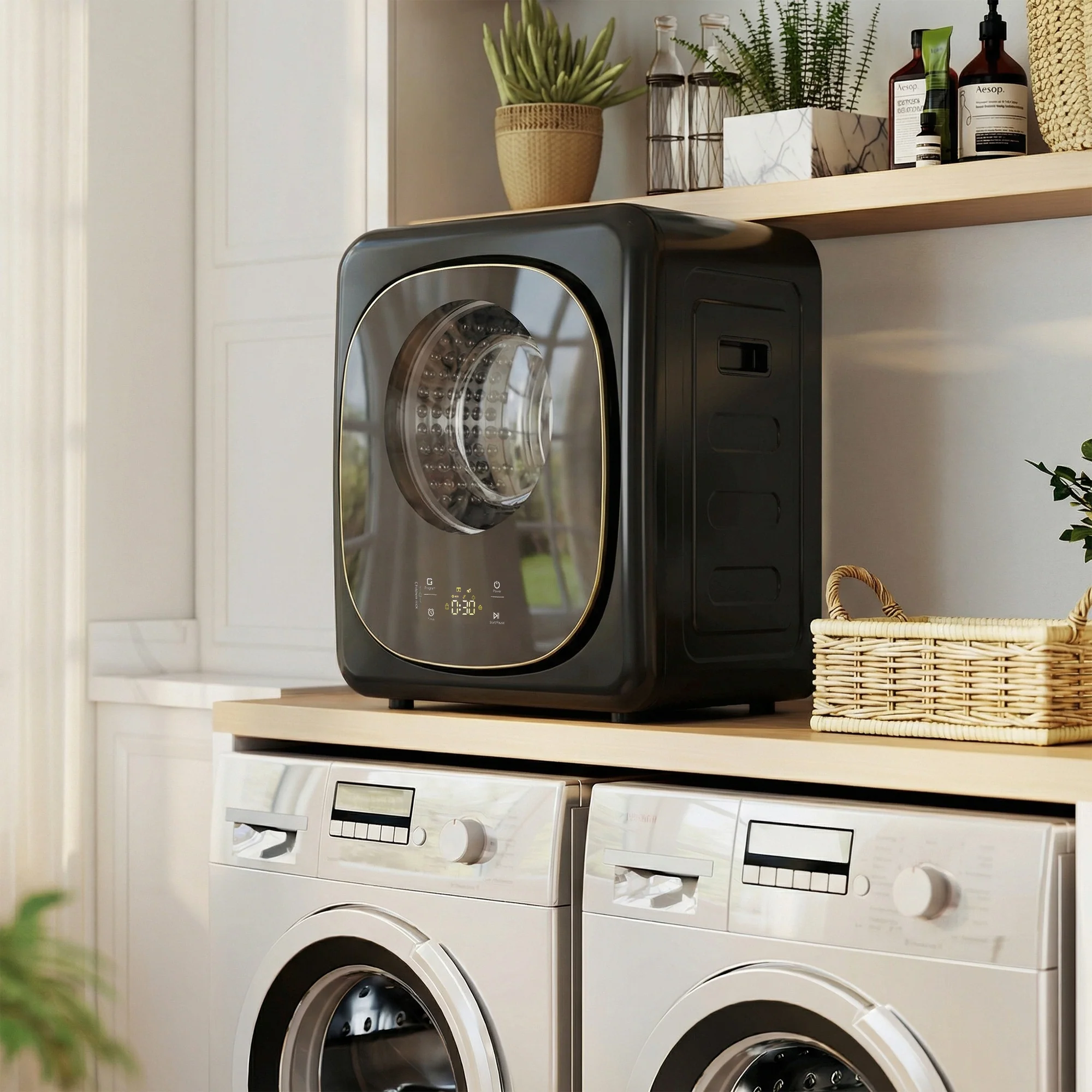 4kg Vented Tumble Dryer, 800W Compact Freestanding Front Tumble Dryer with 5 Drying Mode, Smart Sensor, Timer and Stainless Steel Tub, Wall-Mounted Portable Small Clothes Drying Machine, Black - Image 11