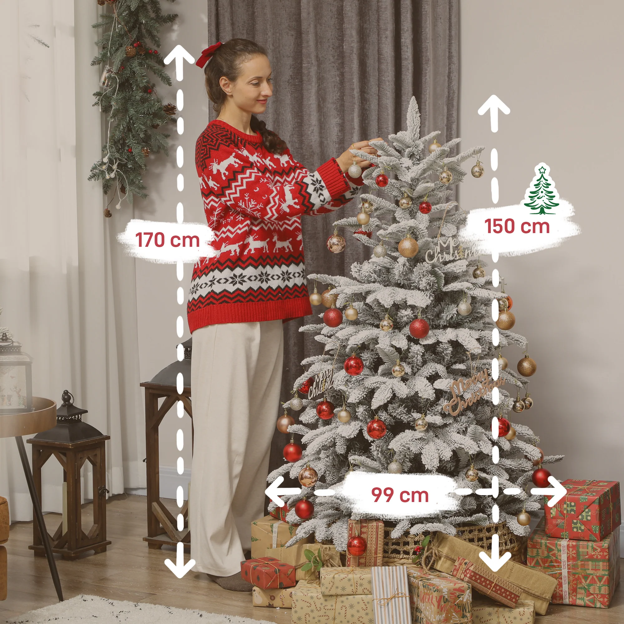 5 ft Artificial Flocked Christmas Tree with 717 Branches and Foldable Metal Stand - Image 5