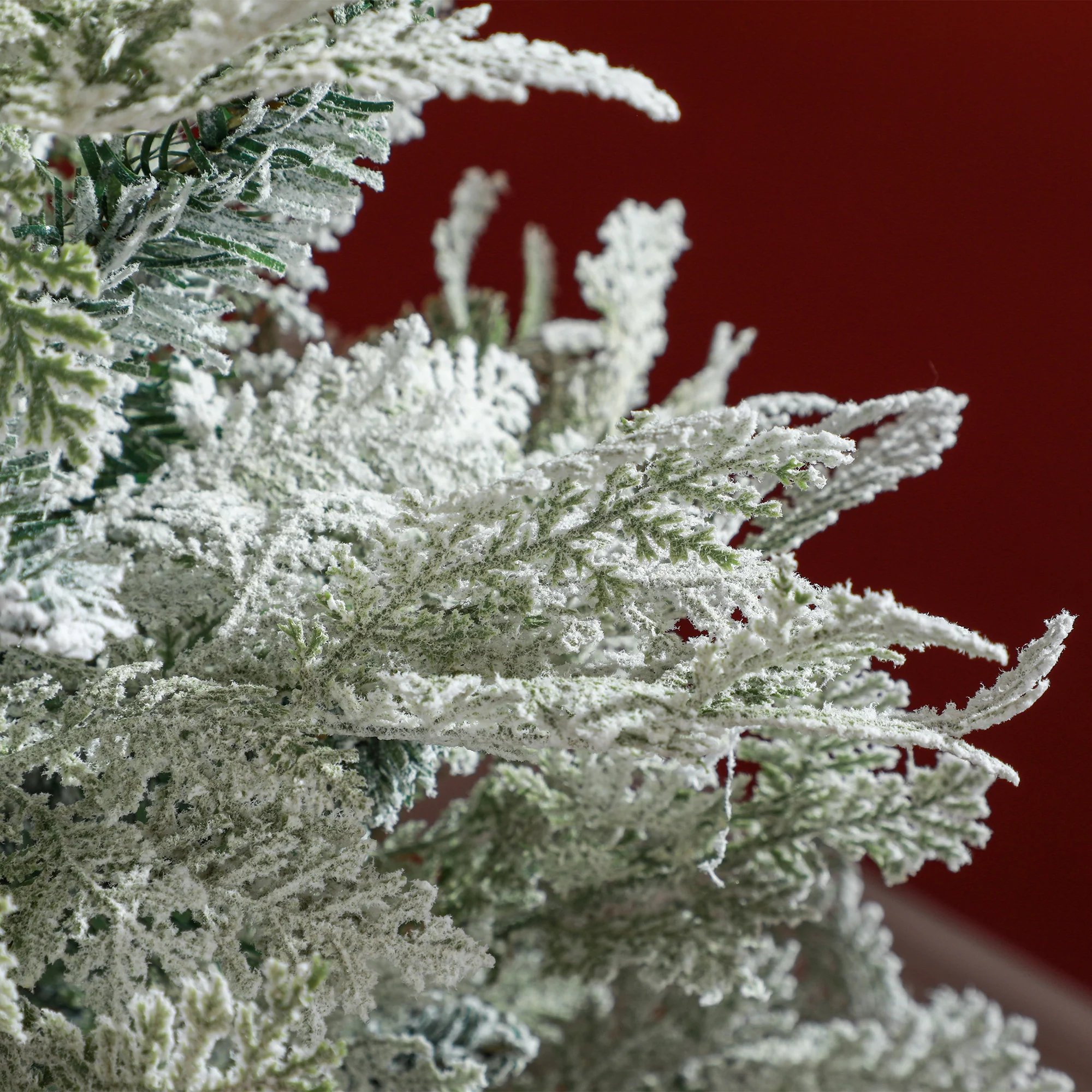 5ft Pencil Snow Flocked Christmas Tree with Realistic Cypress Branches & Auto Open, Green - Image 11