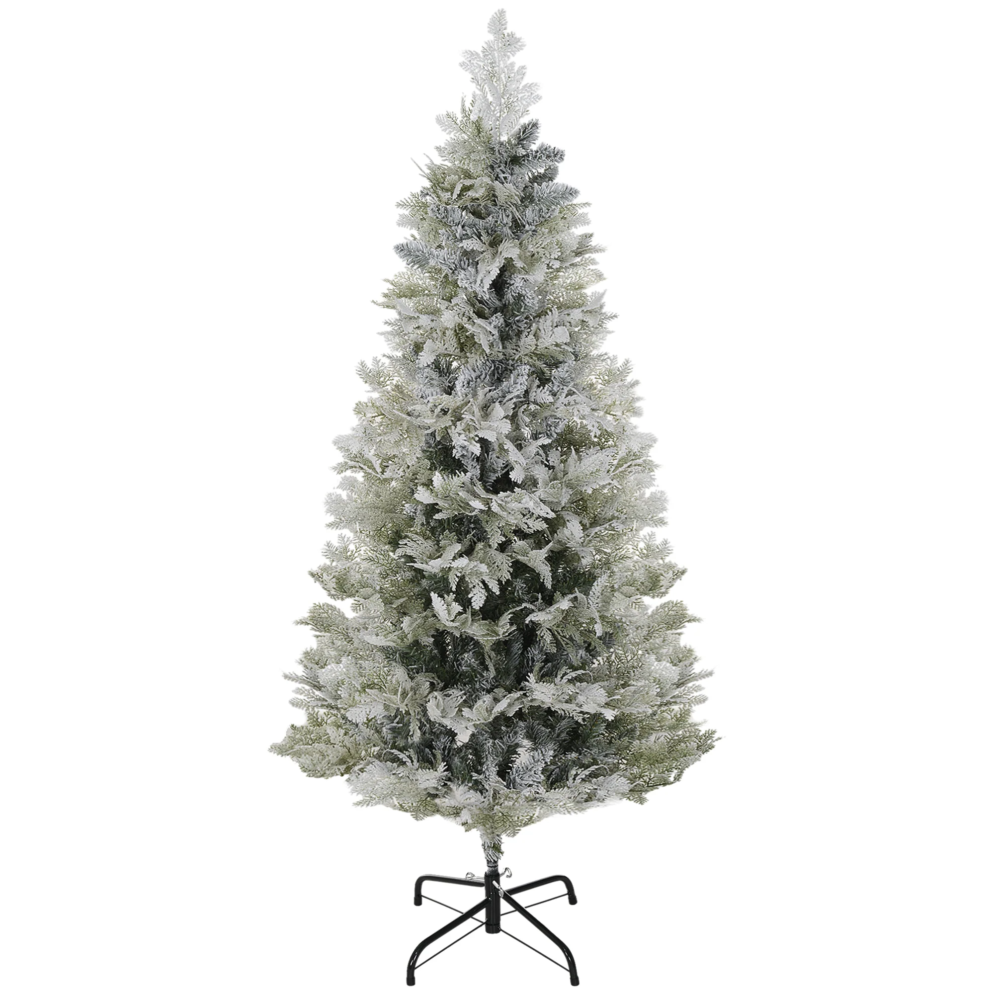 5ft Pencil Snow Flocked Christmas Tree with Realistic Cypress Branches & Auto Open, Green - Image 2