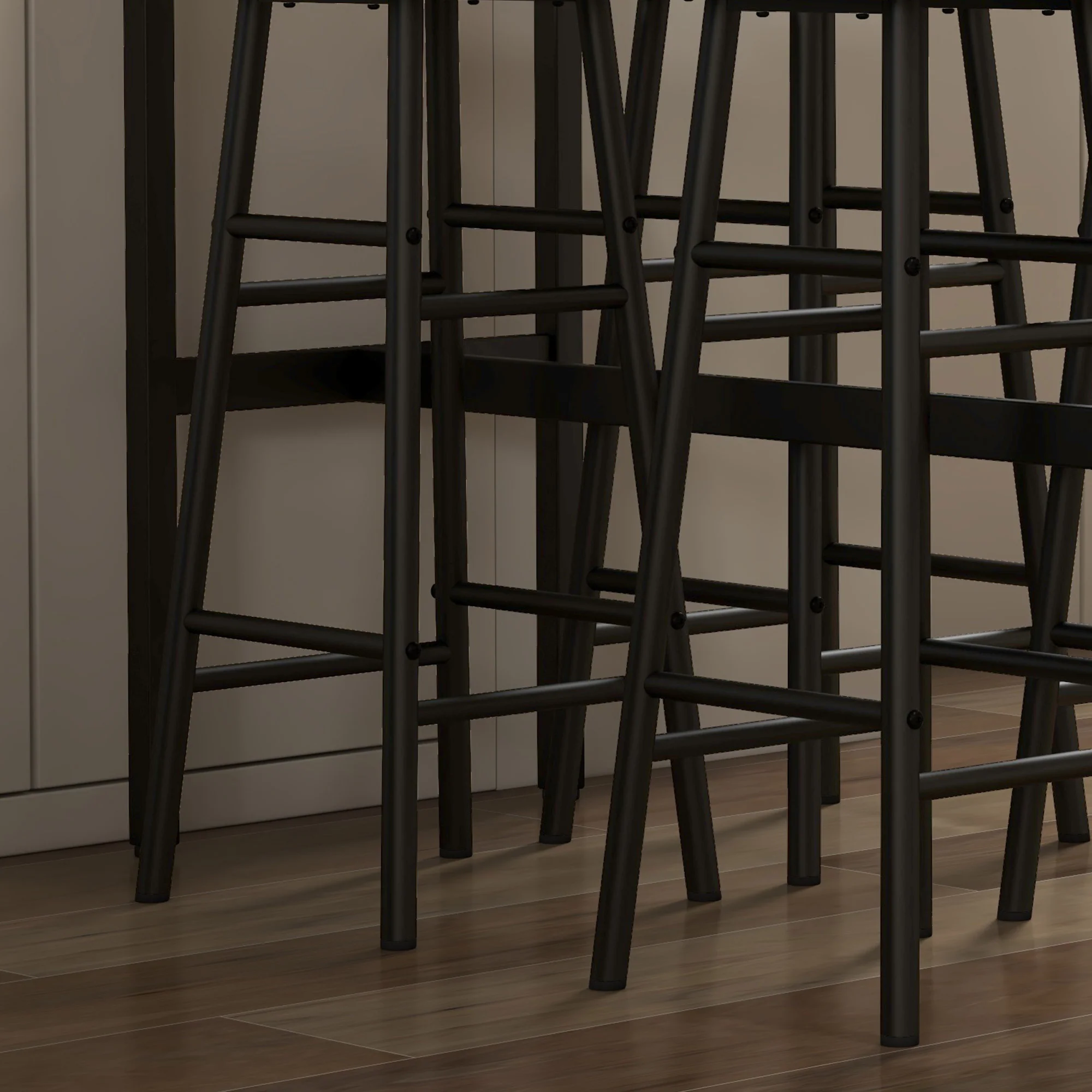Industrial Bar Table and Stool Set of 5 for Small Space, Rustic Brown - Image 11