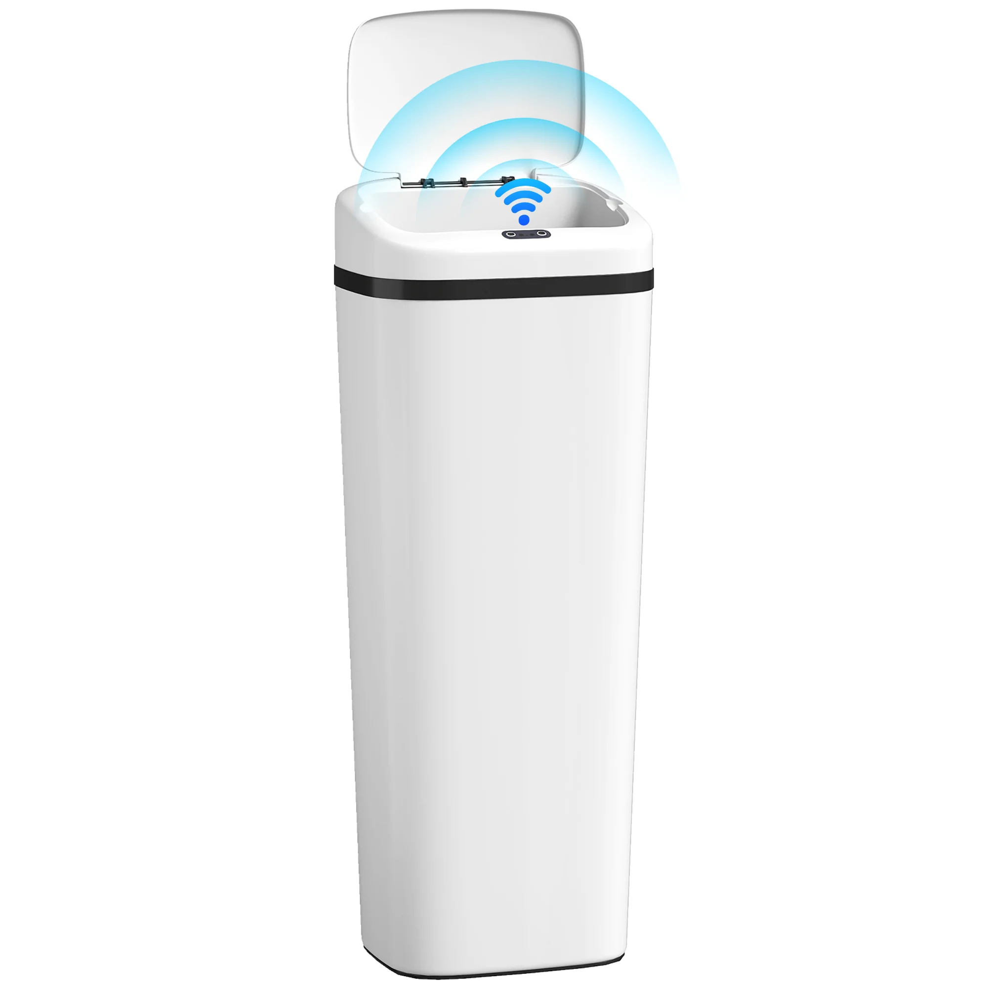 50L Sensor Bin, Stainless Steel Automatic Touchless Slim Kitchen Bin with Dual-Mode Opening, Battery Operated, White - Image 2