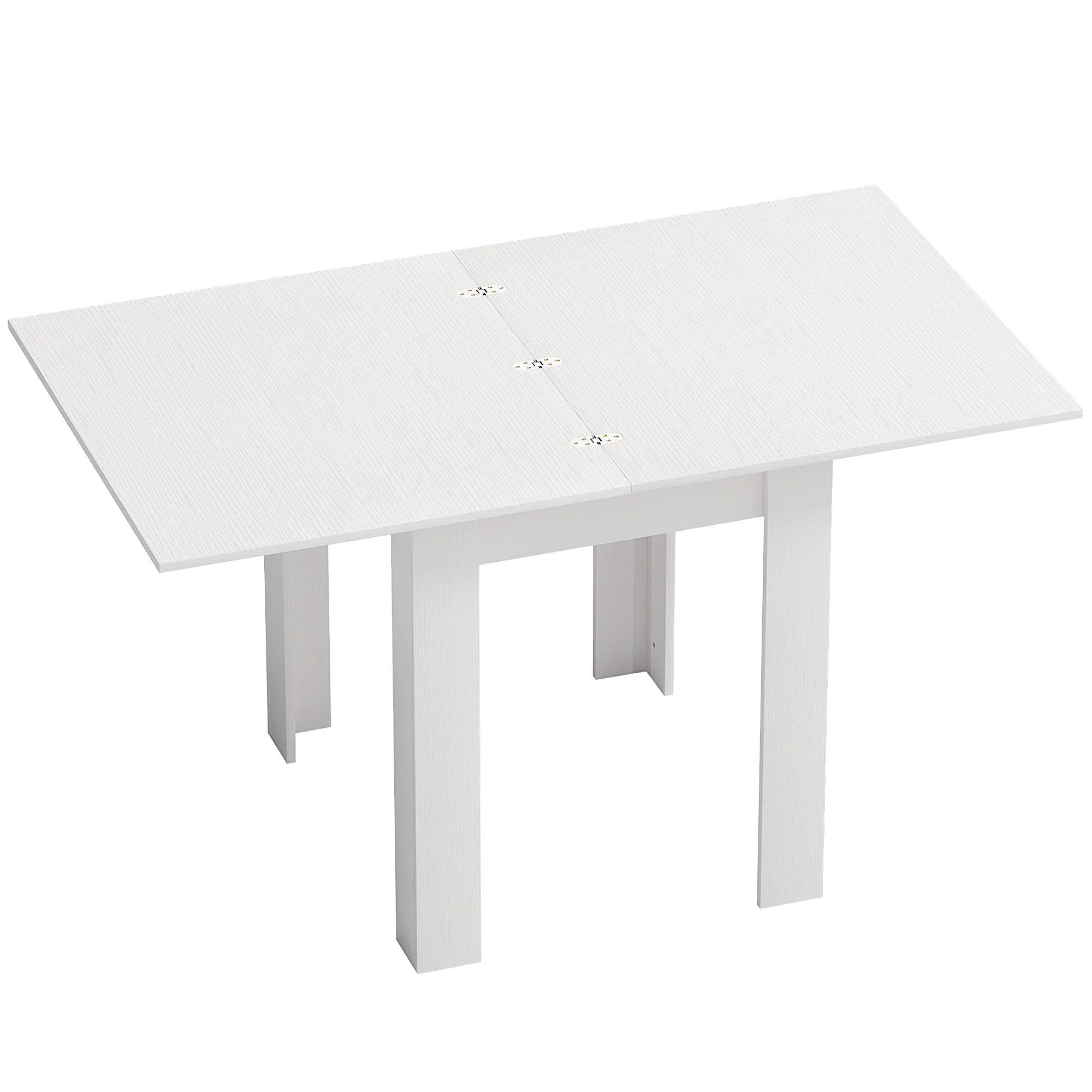 55" Extendable Dining Table for 4-6 Person, Rectangular Modern Kitchen Table with PU Handle and Felt Pads for Small Spaces, White Wood Effect - Image 12