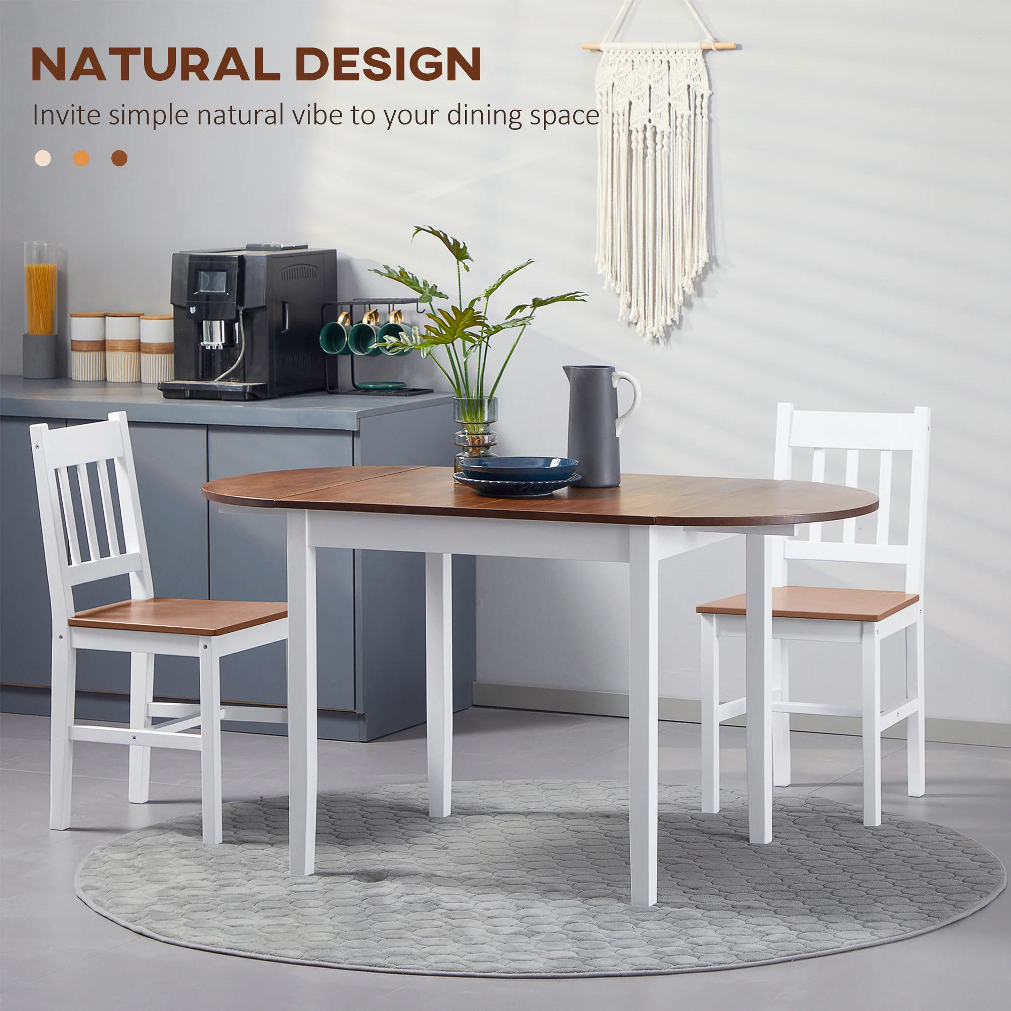 55" Wood Kitchen Table Drop Leaf Table for Small Spaces Brown - Image 6