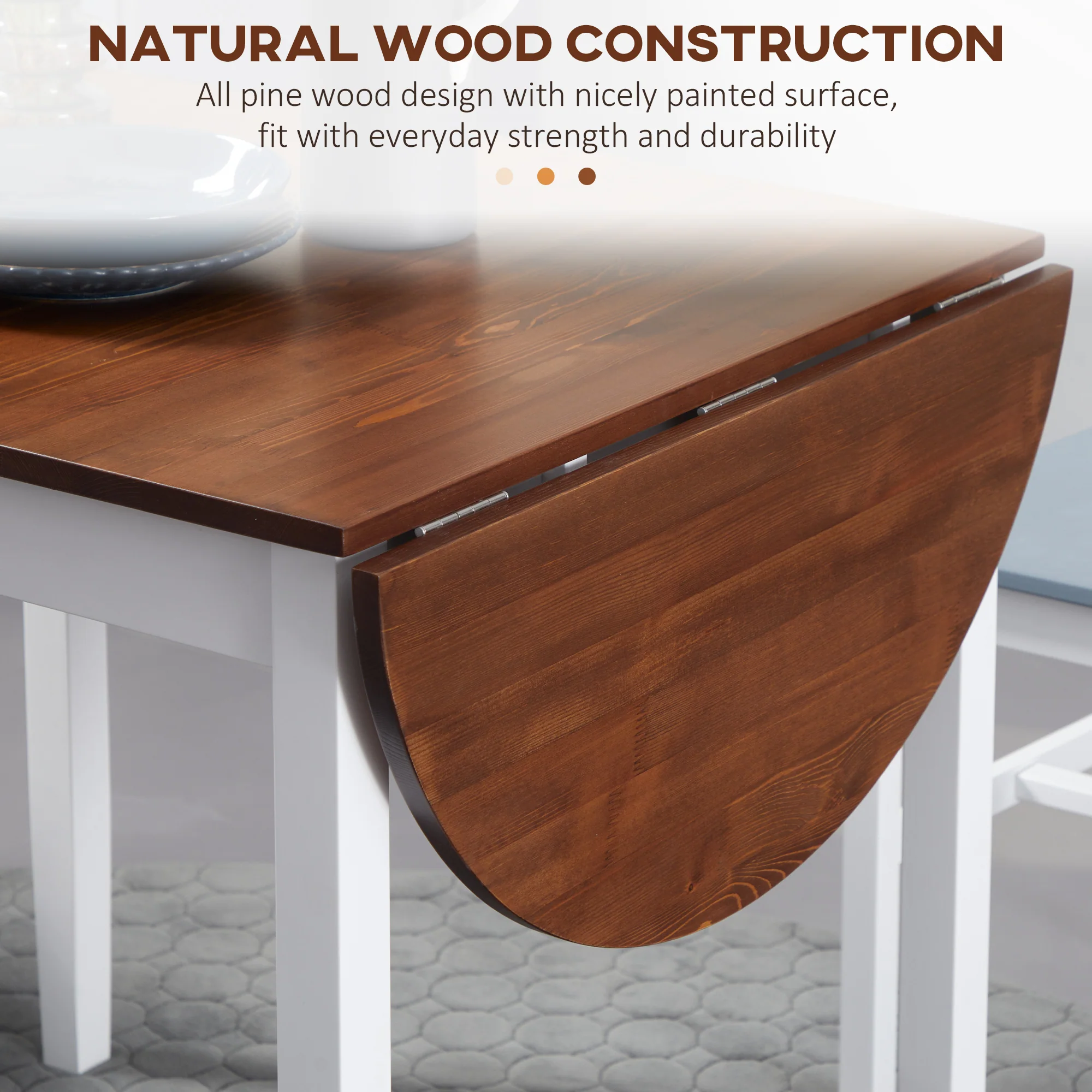 55" Wood Kitchen Table Drop Leaf Table for Small Spaces Brown - Image 8