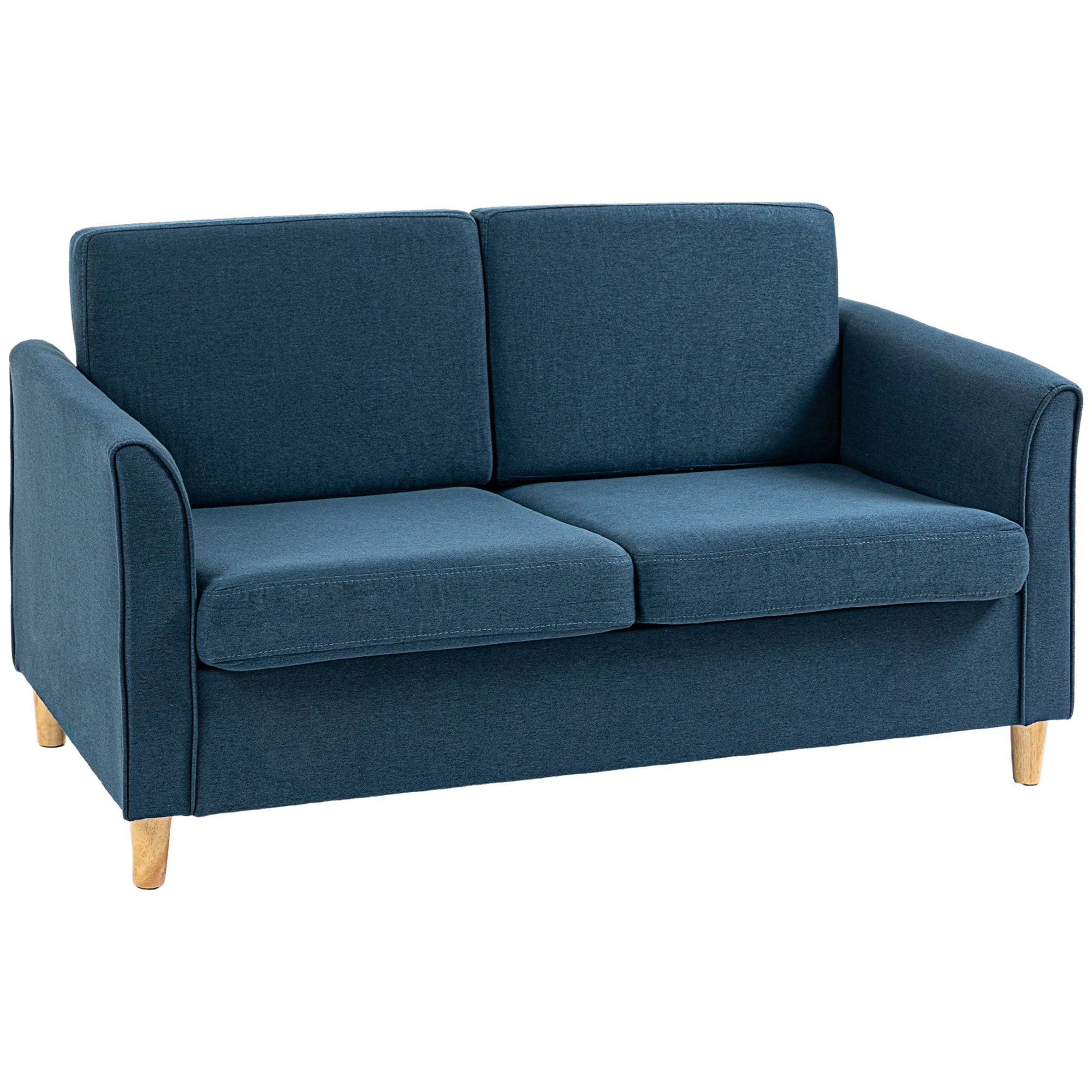 56" Loveseat with Wooden Legs 2-Seater Sofa for Living Room Bedroom, Blue