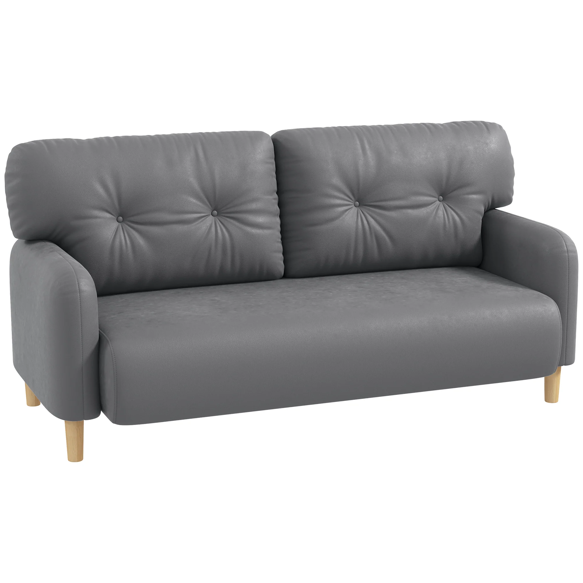 58" Modern Loveseat with Tufted Back Cushions & Wood Legs, Grey