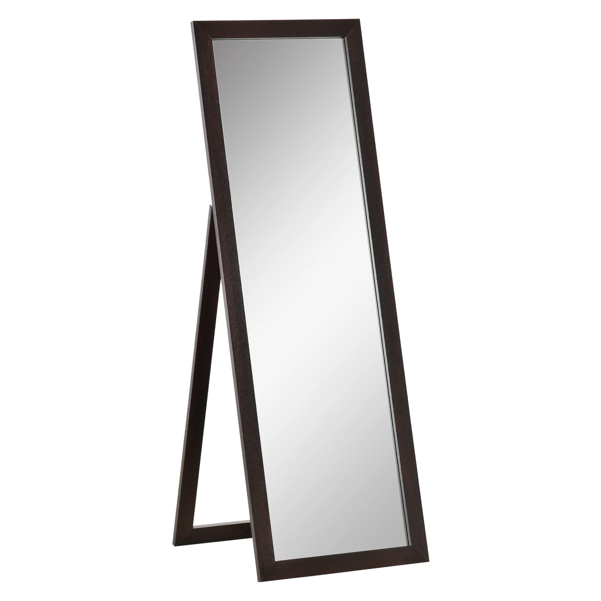 58" x 20" Full Length Mirror, Rectangular Floor Standing Mirror for Bedroom, Brown