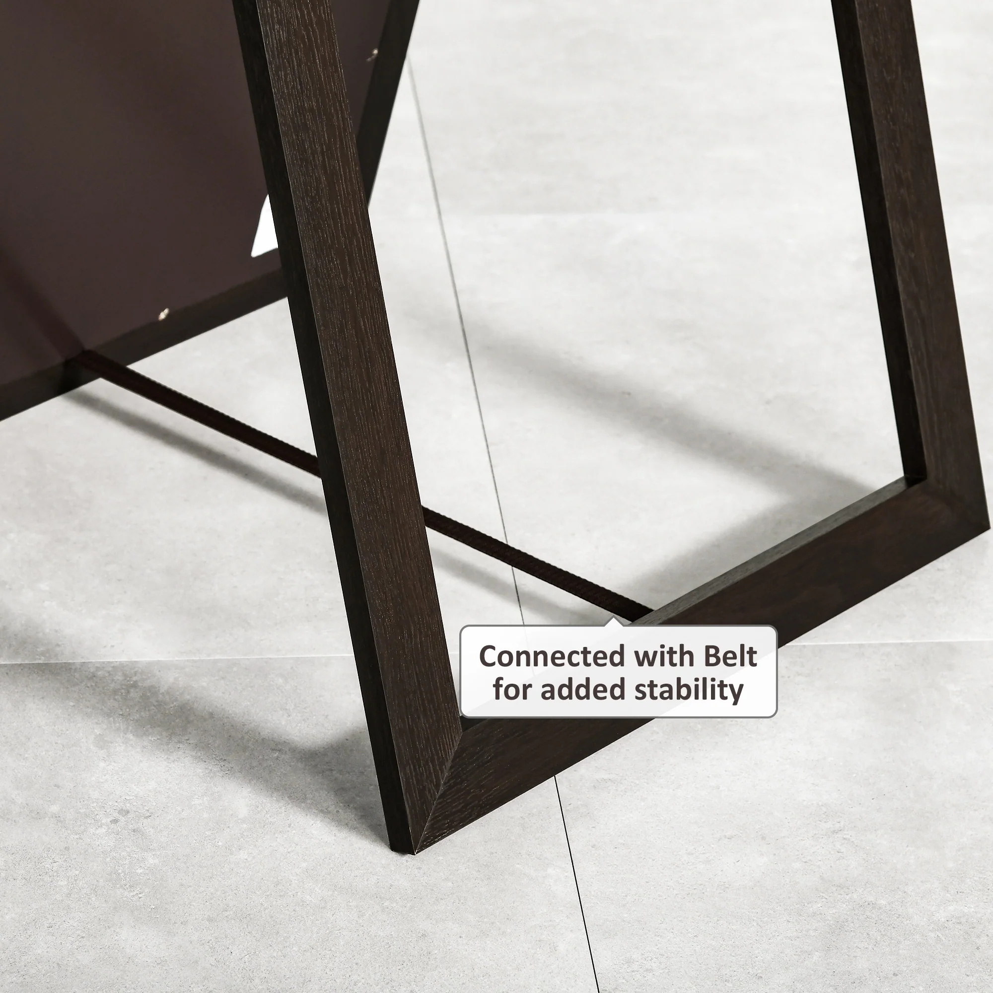 58" x 20" Full Length Mirror, Rectangular Floor Standing Mirror for Bedroom, Brown - Image 7