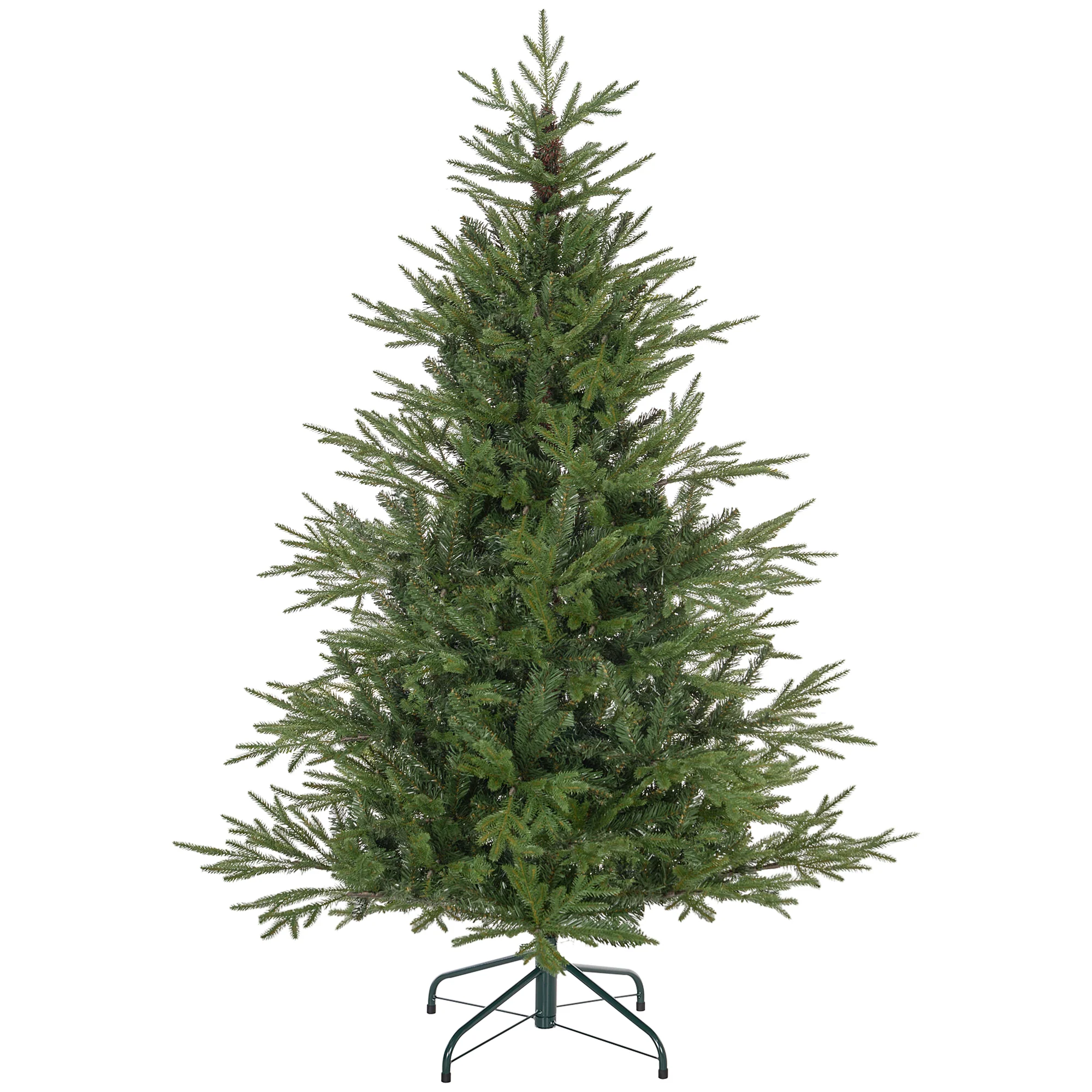 5ft Artificial Christmas Tree with 1724 Tips, Metal Base, Realistic Hinged Xmas Tree, Green