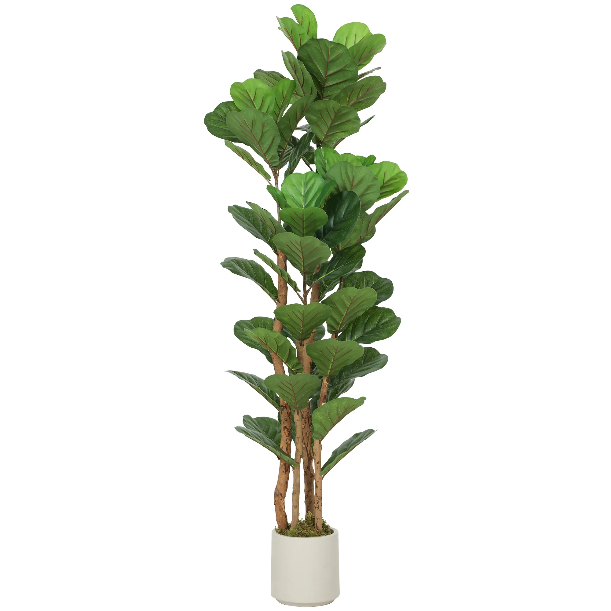 5FT Artificial Fiddle Leaf Fig Tree with Solid Wood Trunks, Lifelike Fake Tree with 45 Leaves in Pot for Indoor Living Room Office Home Decor, Green - Image 12
