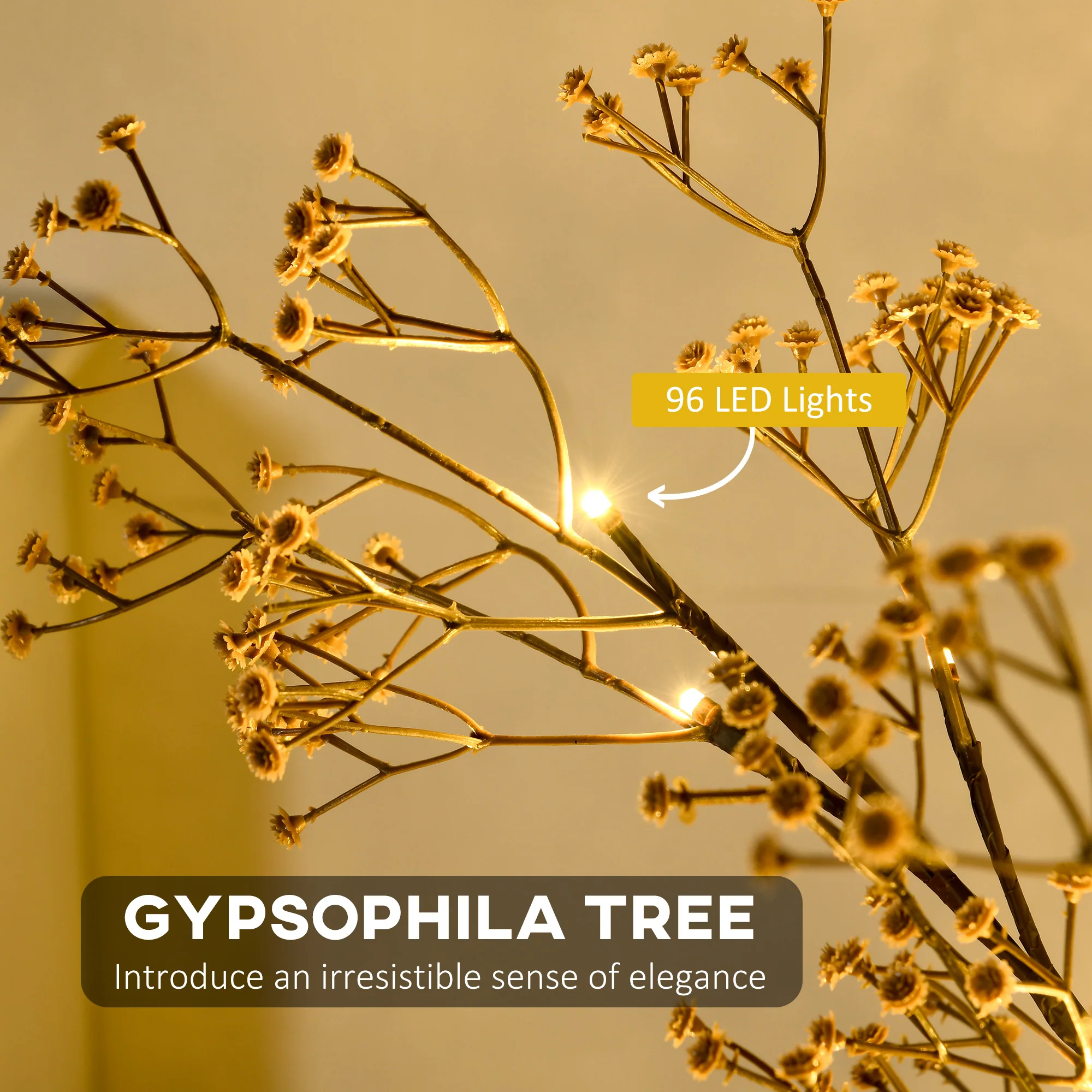 5ft Artificial Gypsophila Blossom Tree Light with 96 Warm White LED Light - Image 7