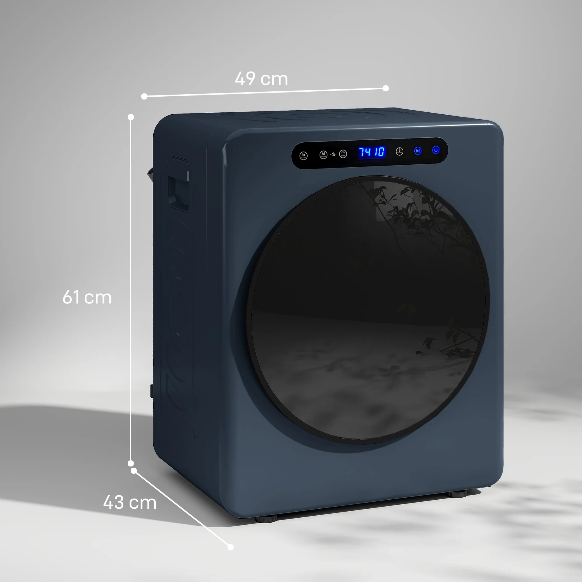5kg Vented Tumble Dryer, 1000W Compact Freestanding Front Tumble Dryer with Stainless Steel Tub, Timer, 6 Heat Settings, Small Portable Clothes Drying Machine, Blue - Image 5