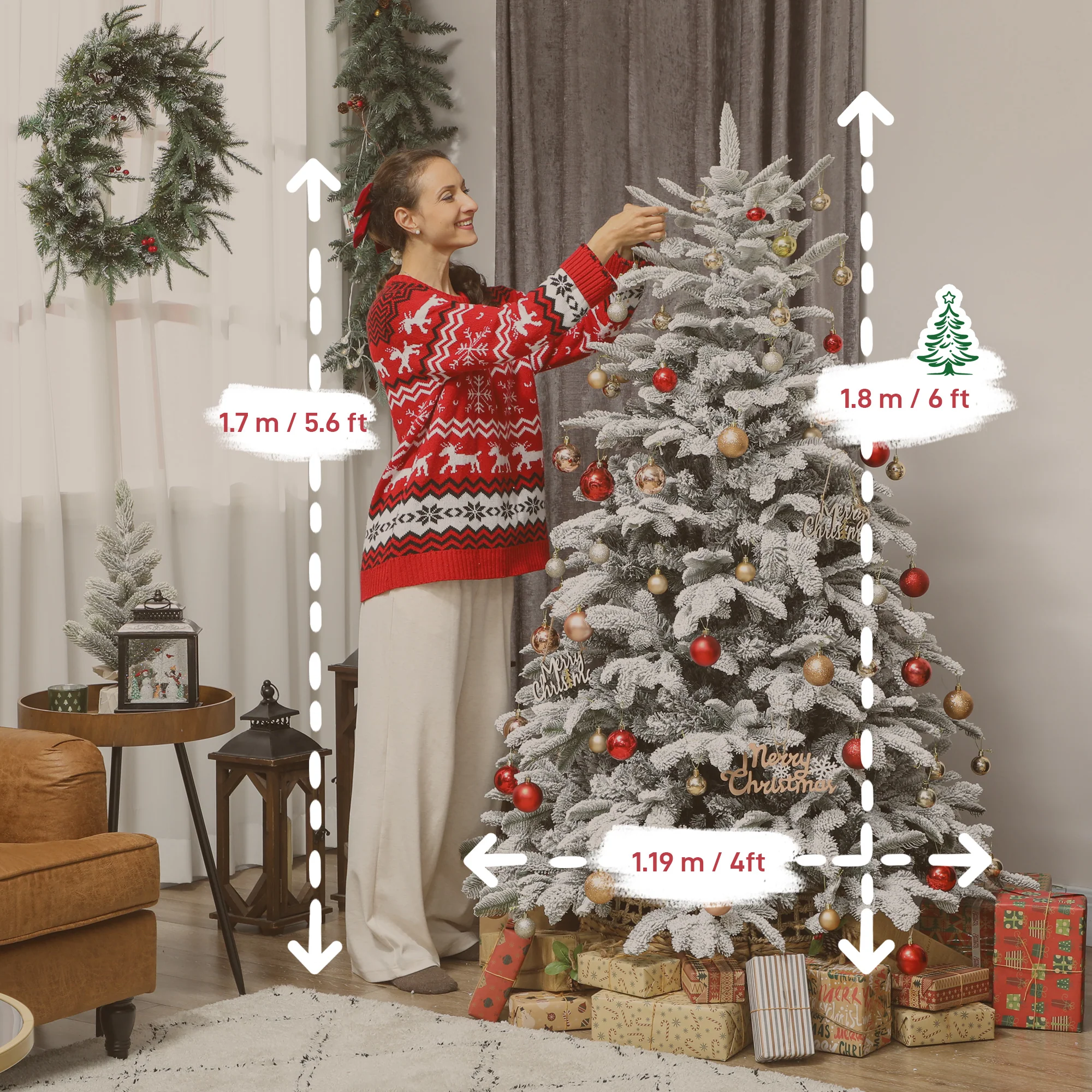 Snow-Kissed 180cm Realistic Christmas Tree with Easy Assembly - Image 5