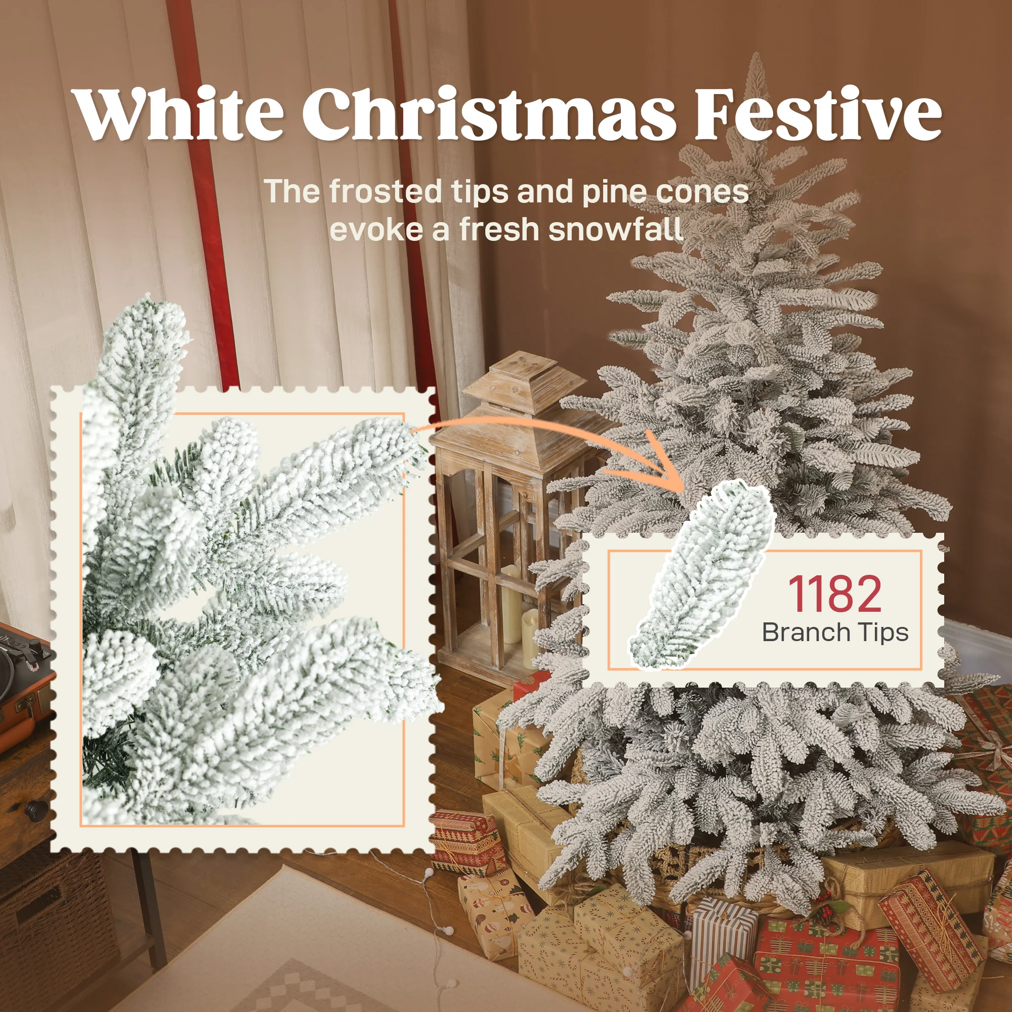 Snow-Kissed 180cm Realistic Christmas Tree with Easy Assembly - Image 7
