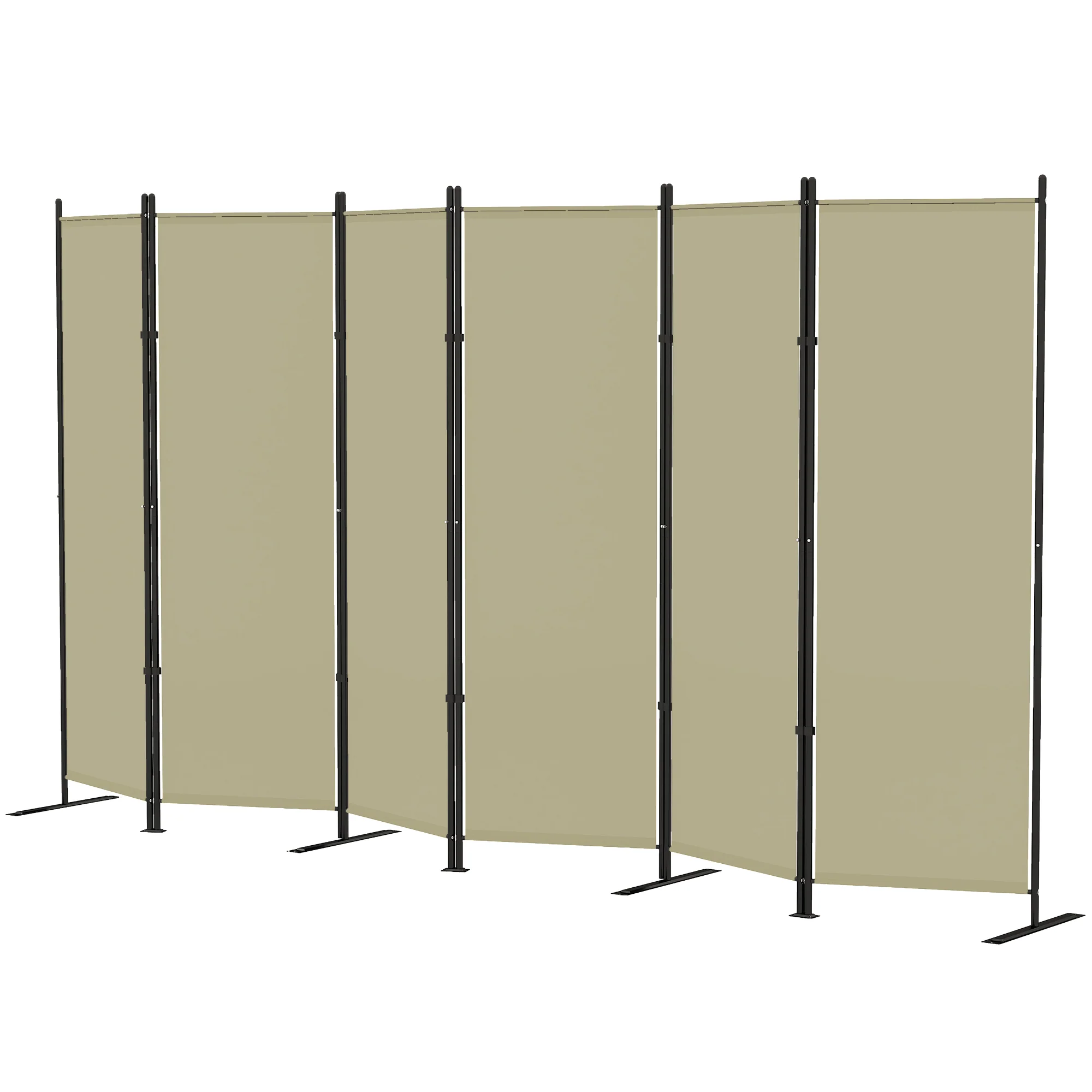 6 Panel Room Divider, 6 Ft Folding Privacy Screen, Portable Freestanding Partition Wall Divider for Home Office, Beige - Image 2