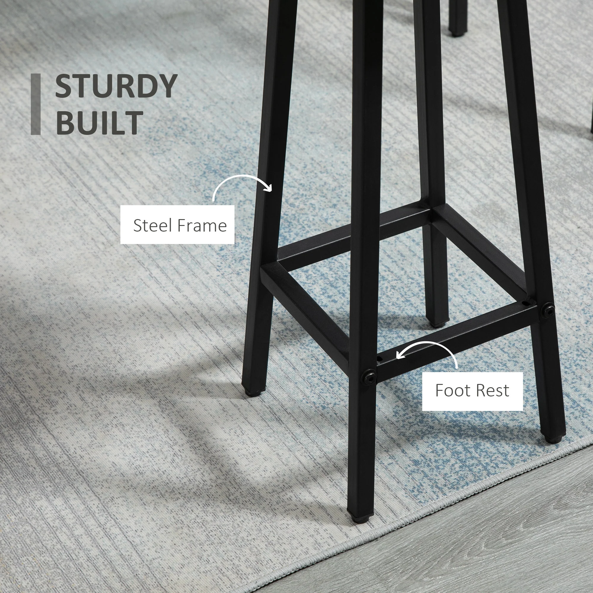 6-Piece Bar Table Set with 2 Tables & 4 Stools, Grey - Image 10