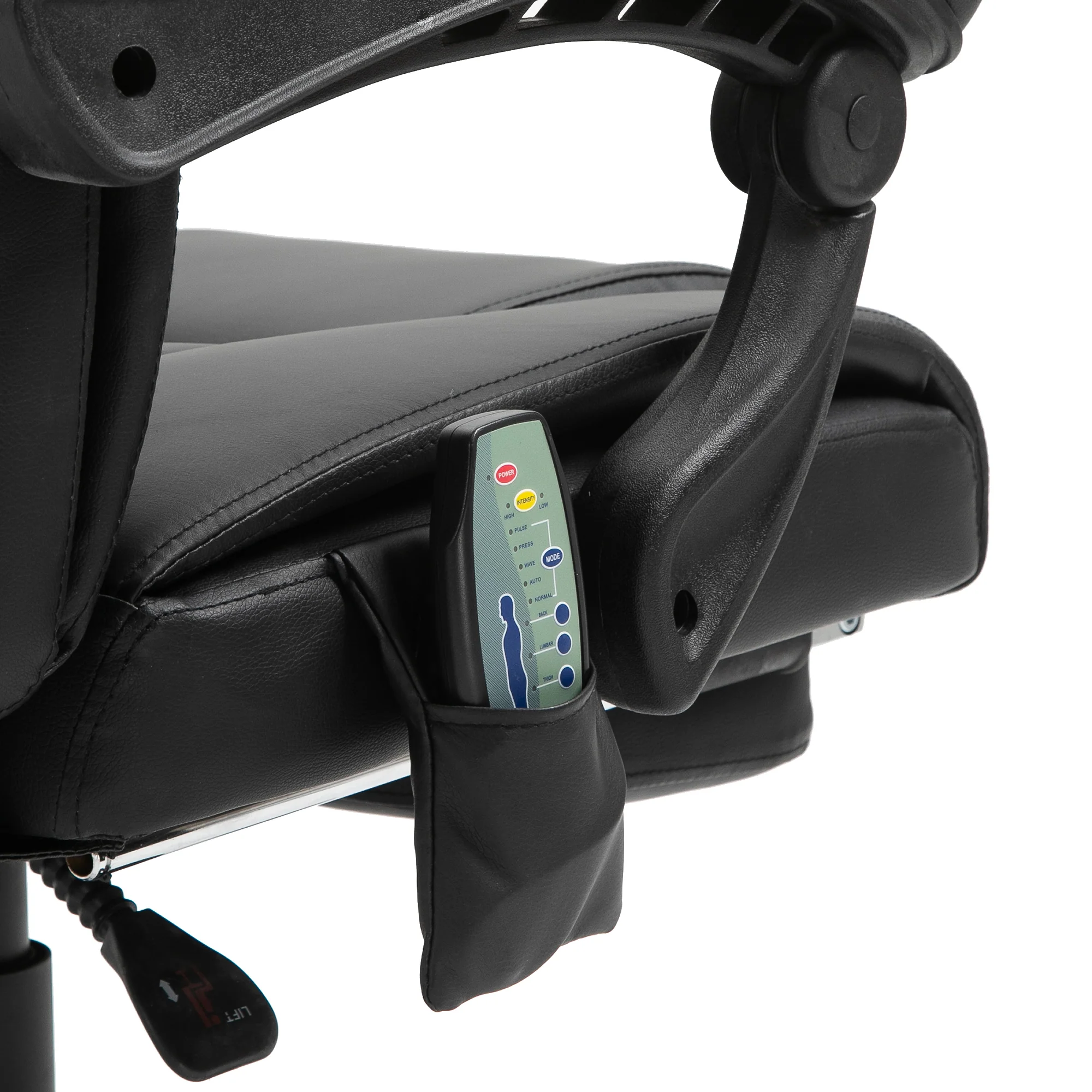 PU Office Chair with 6-Point Massage, Lumbar Pillow & Footrest for Home Office, Black - Image 12