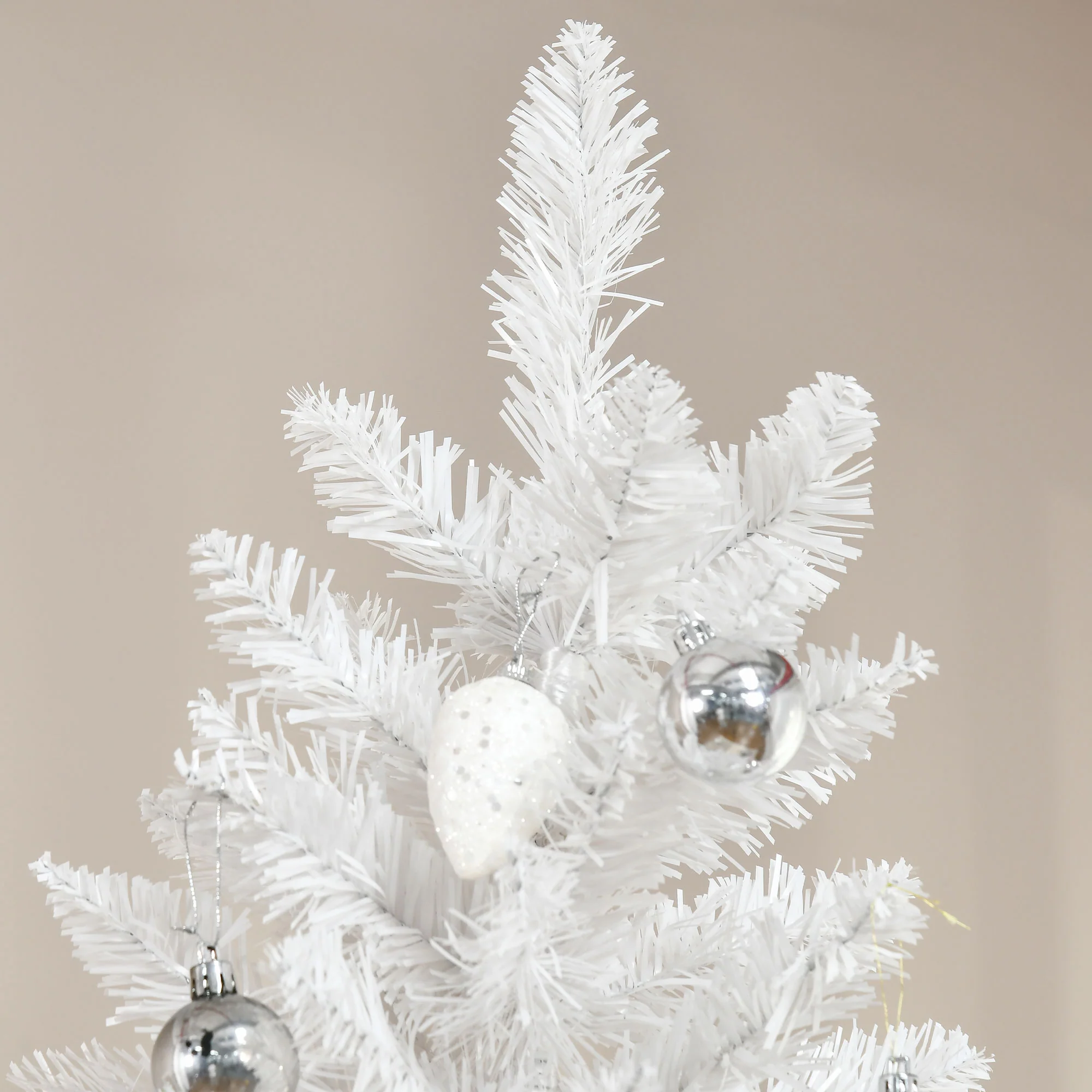 6' Unlit Pencil Fir Artificial Tree with Realistic Branches & Steel Base, Pink & White - Image 8