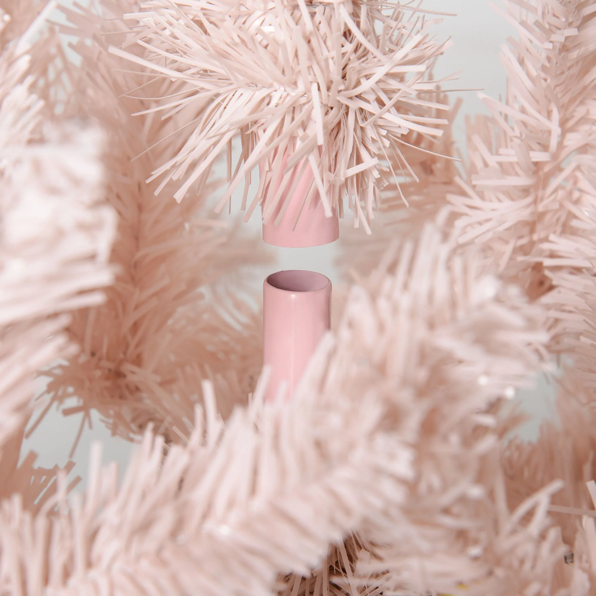 6' Unlit Pencil Fir Artificial Tree with Realistic Branches & Steel Base, Pink & White - Image 9