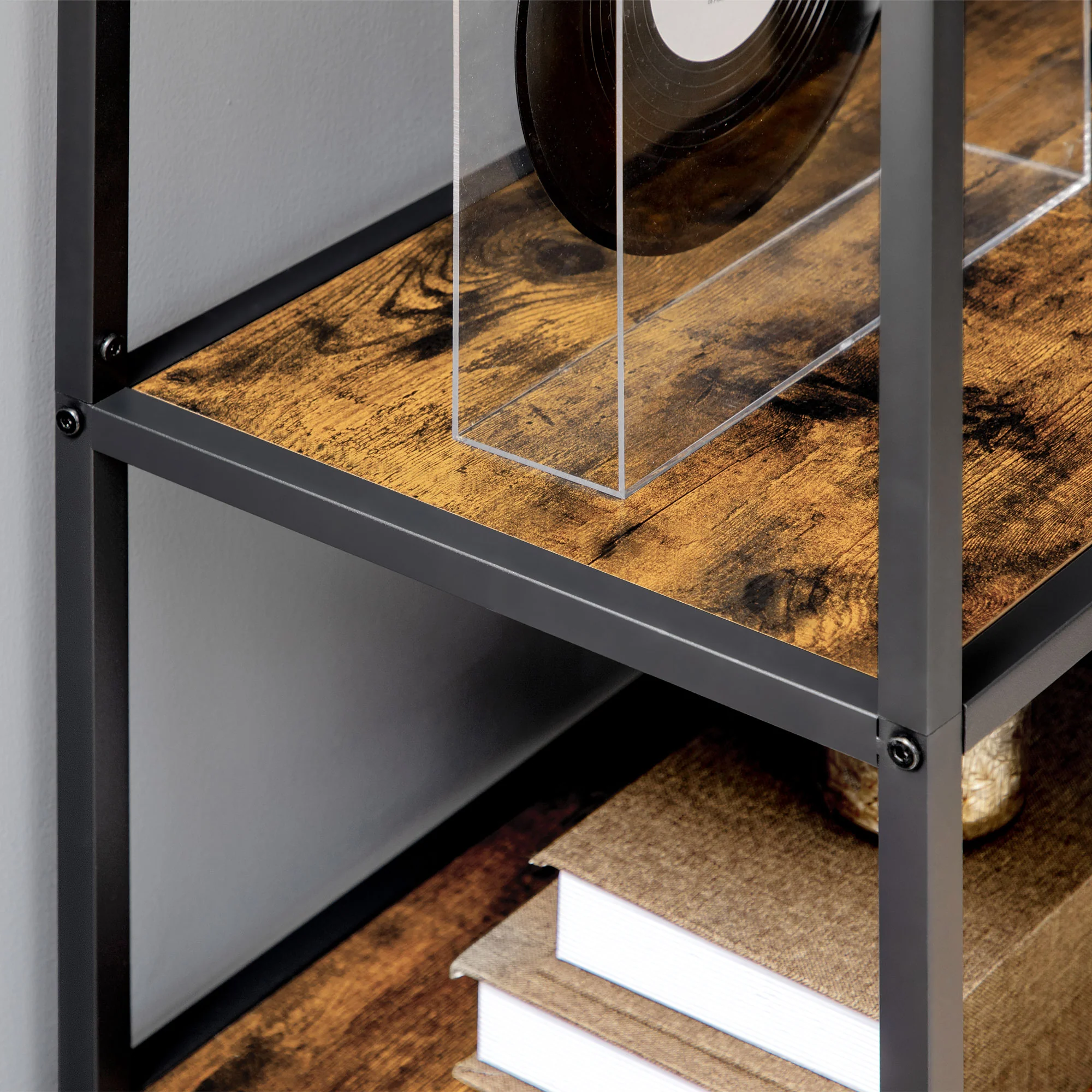 6 Tier Industrial Display Shelf, Standing Storage Shelf, 34 x 83 x 180cm, Rustic Brown - Image 9