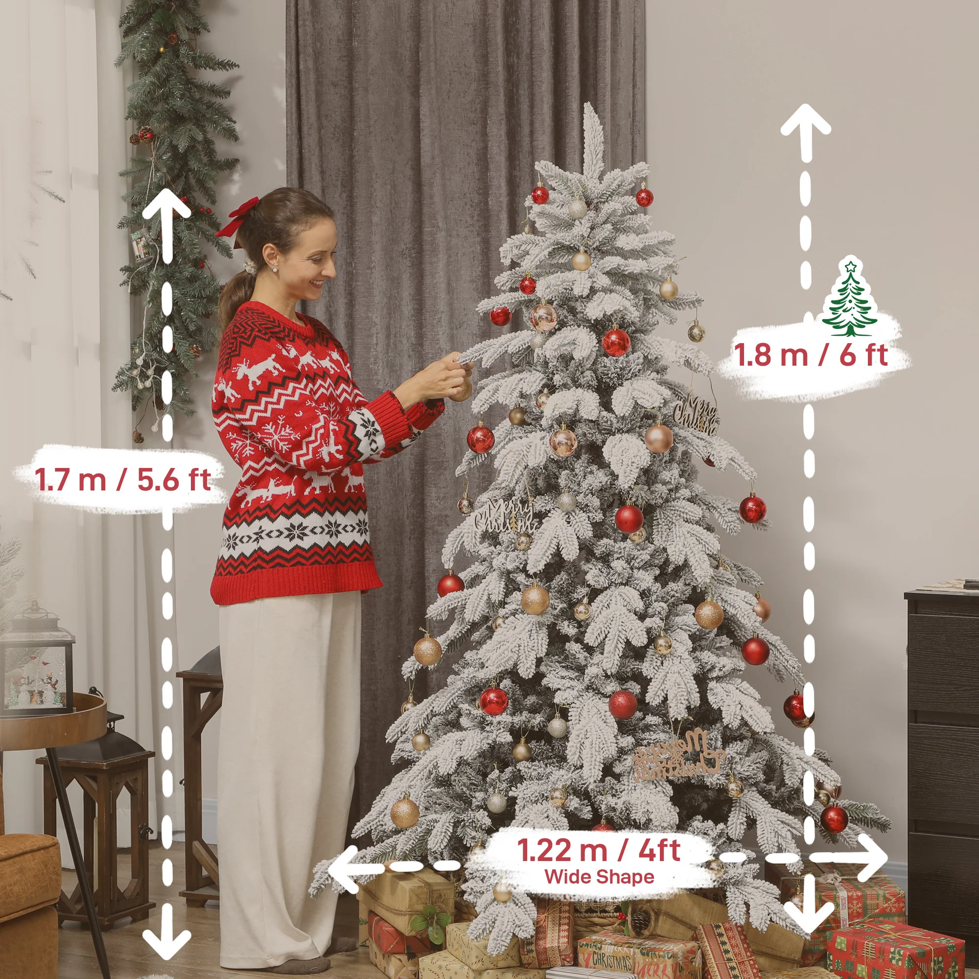 6ft Artificial Christmas Tree with Metal Stand, Wide Shape, Easy Assembly - Image 5