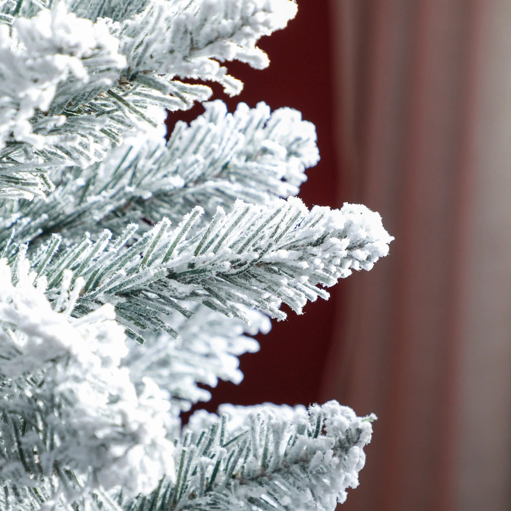 6ft Artificial Pencil Christmas Tree with 329 Snow Flocked Branches, Metal Base, White - Image 12
