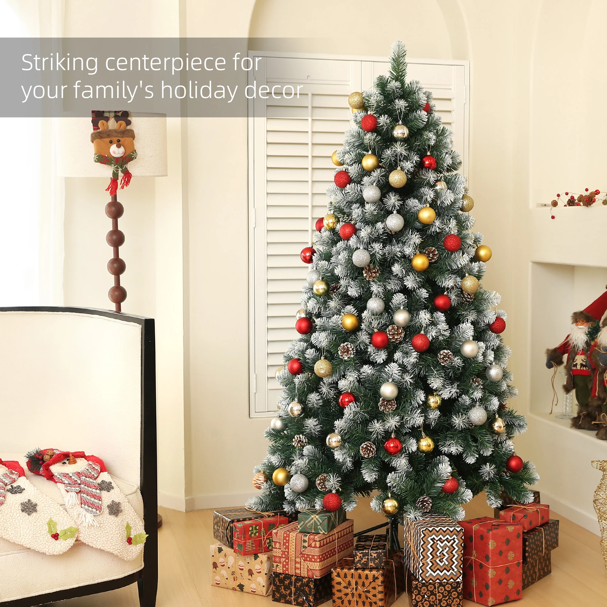 6ft Artificial Pine Christmas Tree with 774 Branch Tips and Steel Base, Green - Image 6