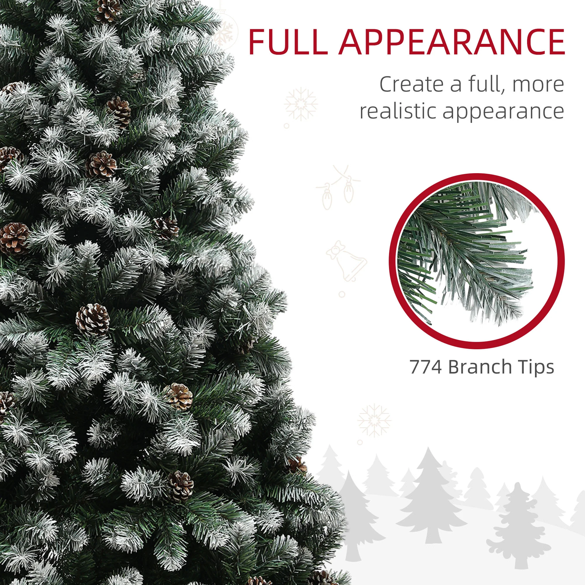 6ft Artificial Pine Christmas Tree with 774 Branch Tips and Steel Base, Green - Image 8