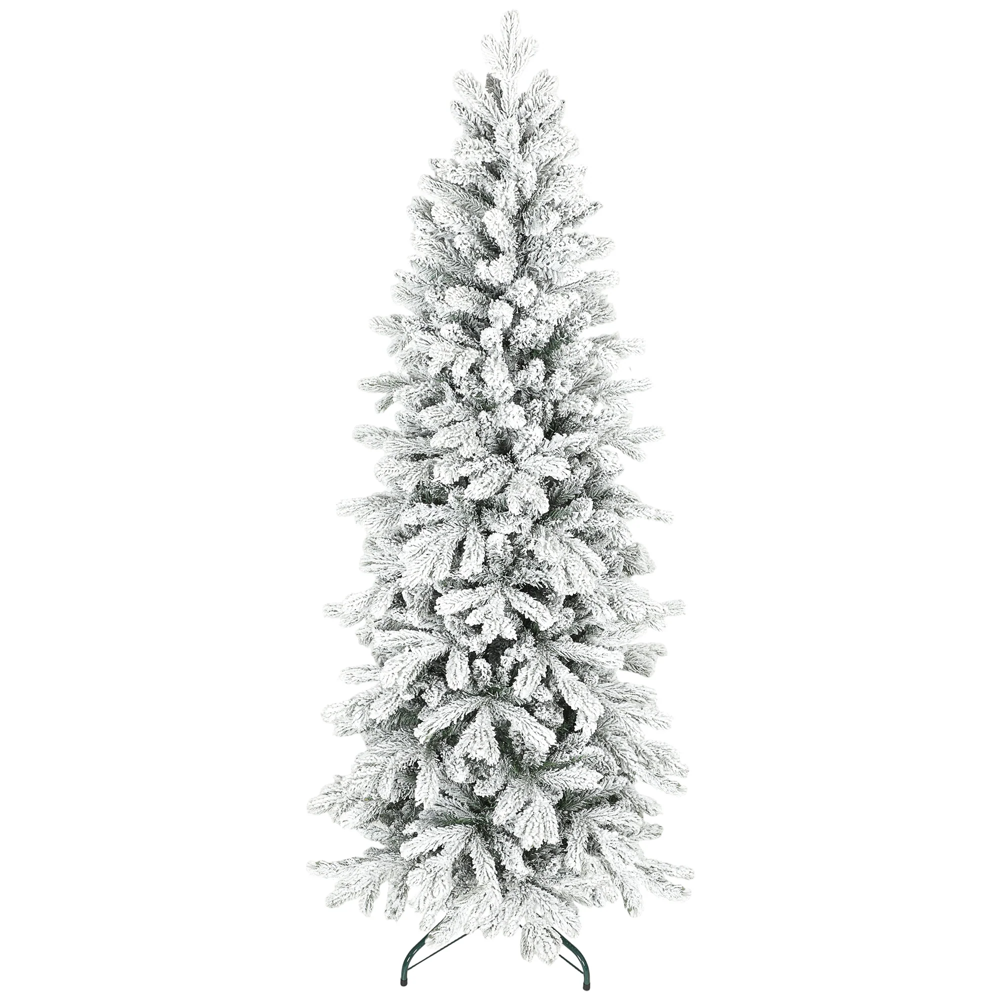 6ft Flocked Christmas Tree with 756 Tips, Realistic Branches, Easy Assembly, Slim Shape