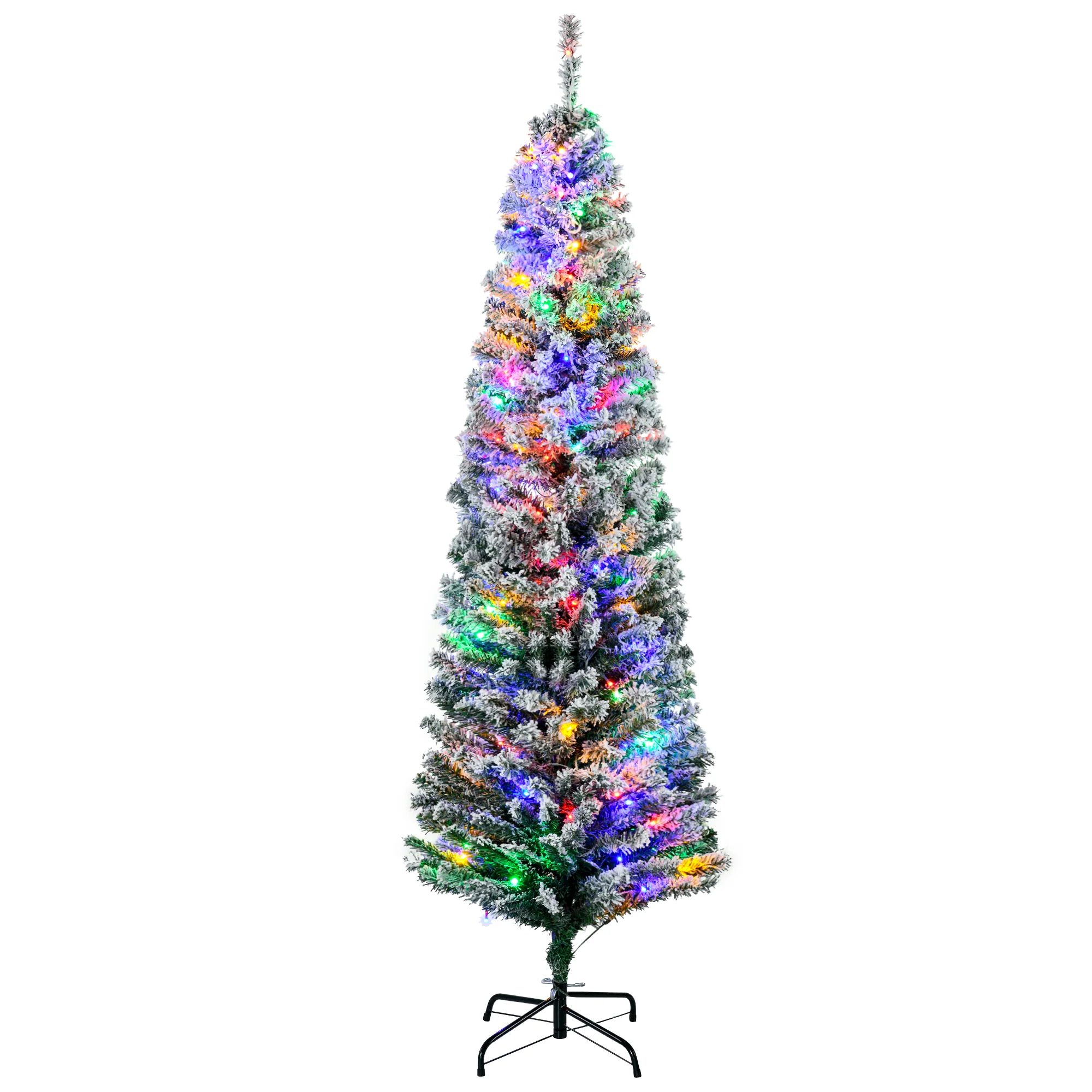 6ft Artificial Christmas Tree with 160 Colourful LED Lights and 492 Snow Flocked Tips, Pine Cone - Image 2