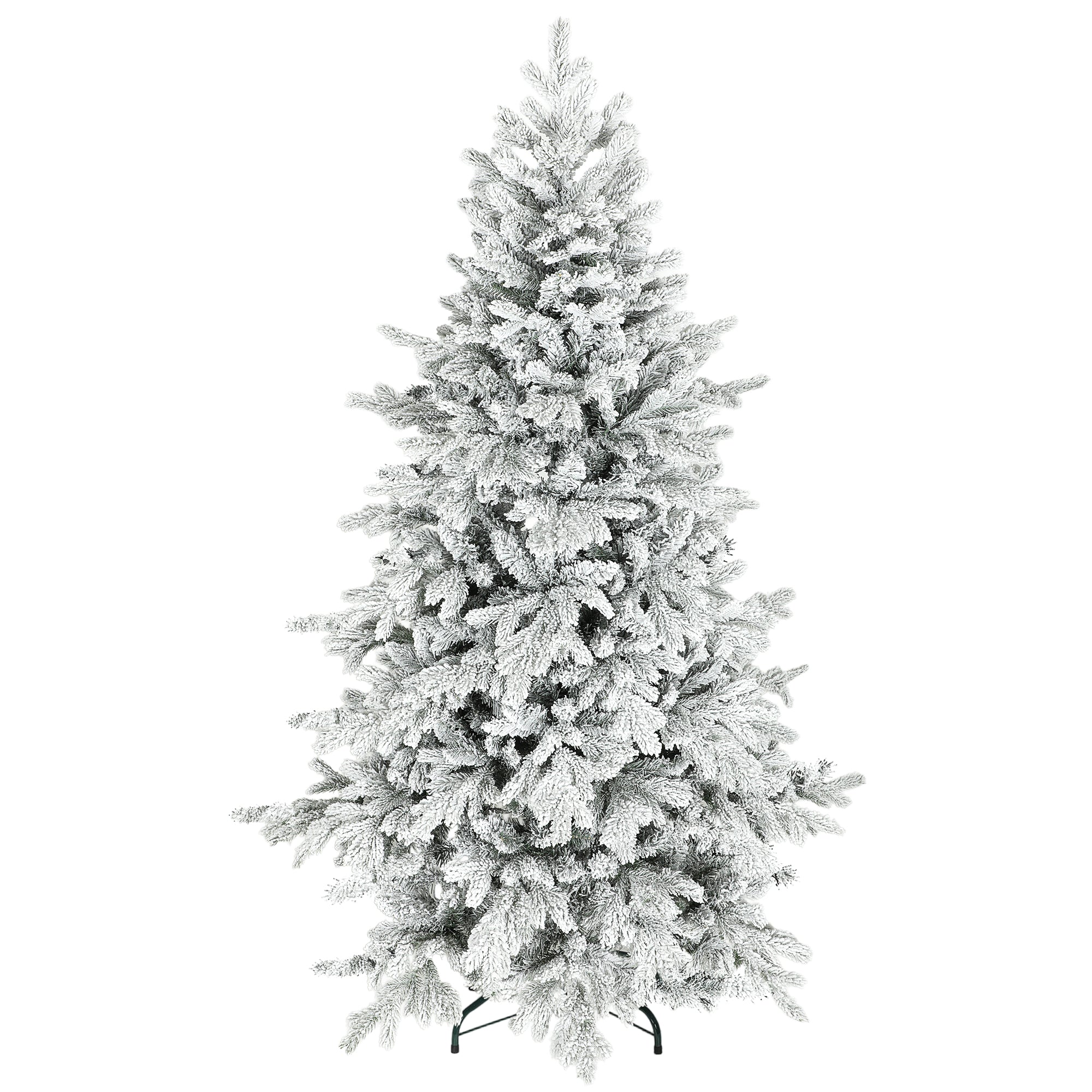 6ft Snow Flocked Christmas Tree with Realistic Tips, Wide Shape and Foldable Metal Stand - Image 2