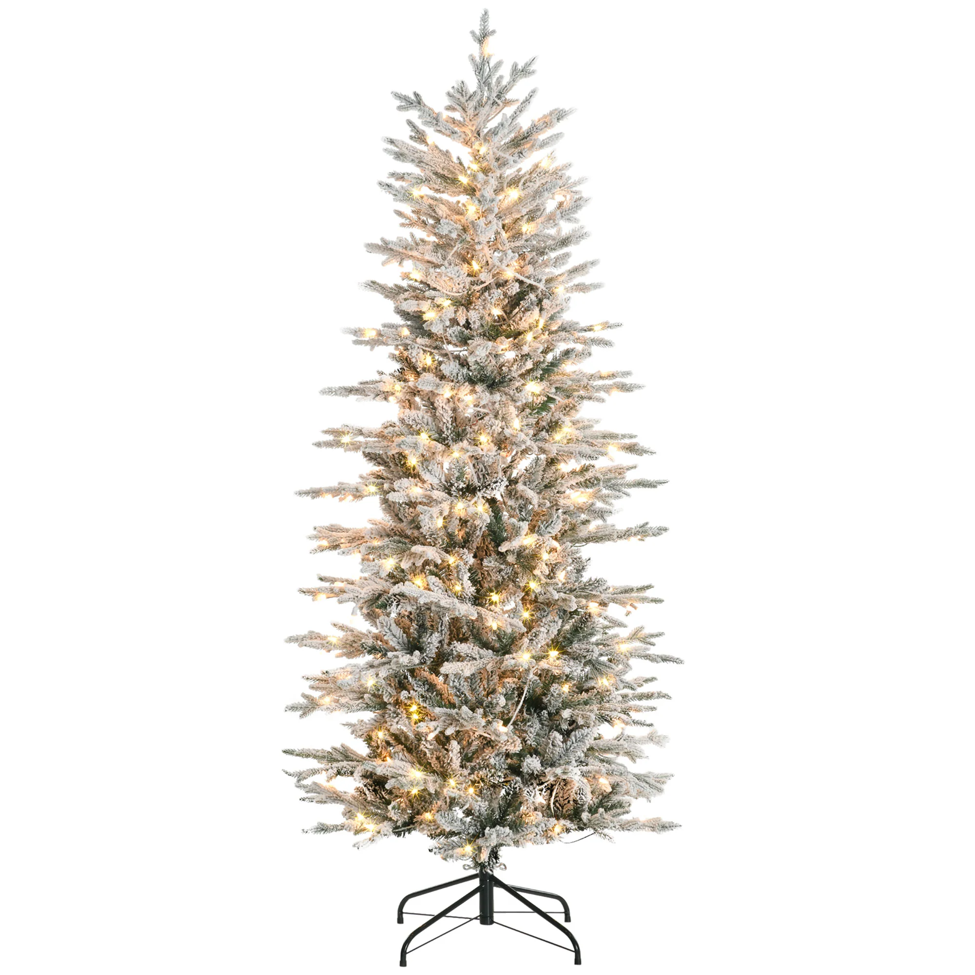 6ft Artificial Christmas Tree with 636 Snow Flocked Branches, 250 Warm White Lights, Auto Open - Image 2