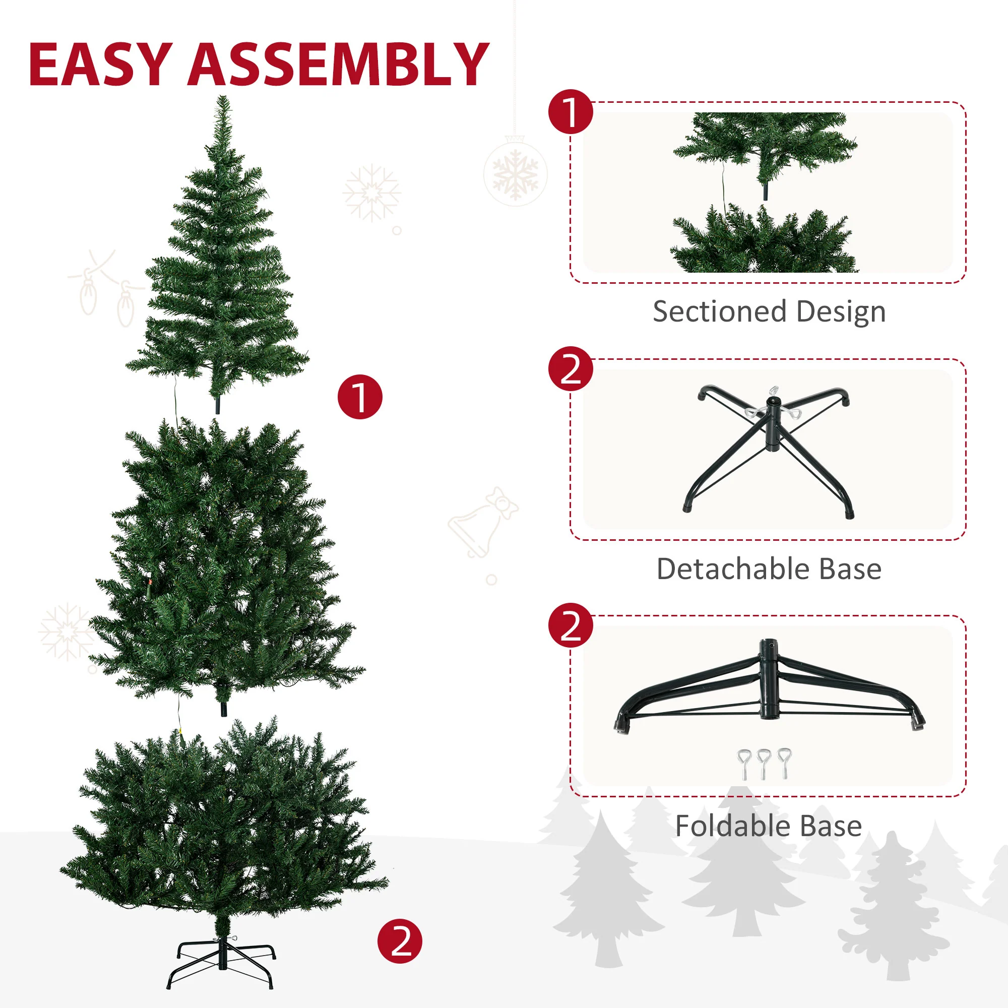 7.5ft Prelit Artificial Christmas Tree with 450 LED Light & 1146 Branches Tips, Green - Image 9