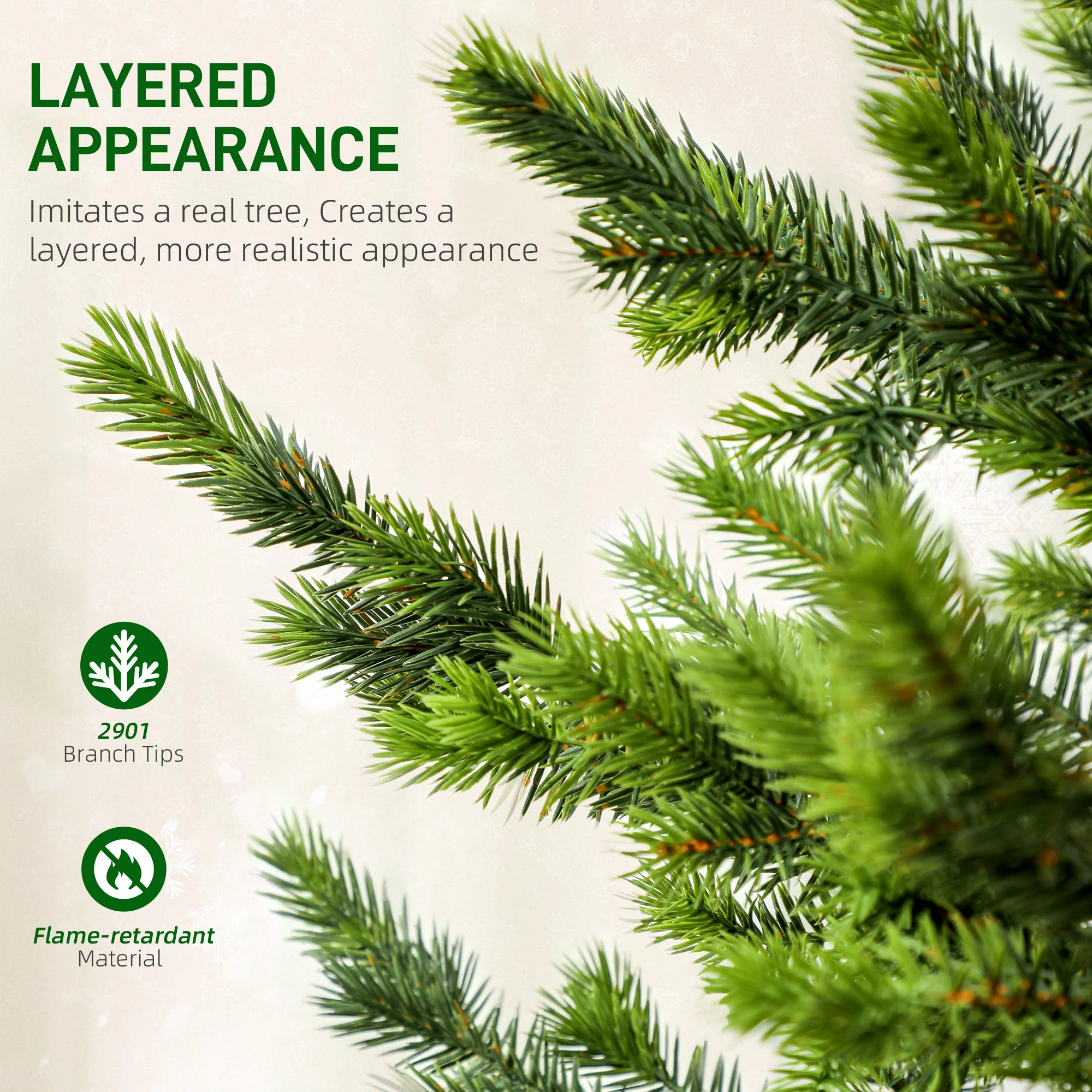7.5ft Artificial Christmas Tree with Tips, Easy Assembly for Home Office Holiday, Green - Image 7
