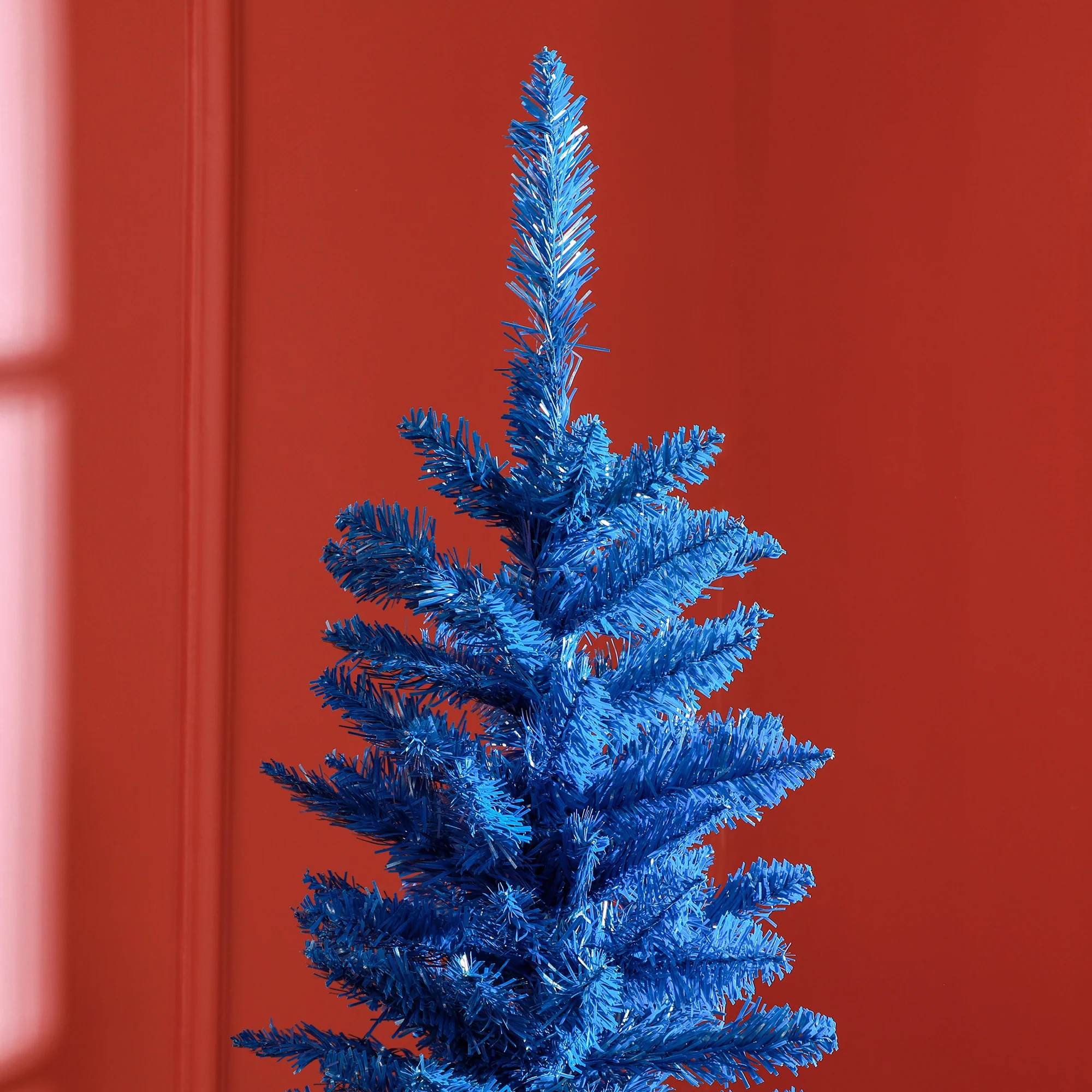 7' Pencil Christmas Tree, Slim Artificial Xmas Tree with Realistic Branches, Deep Blue - Image 10