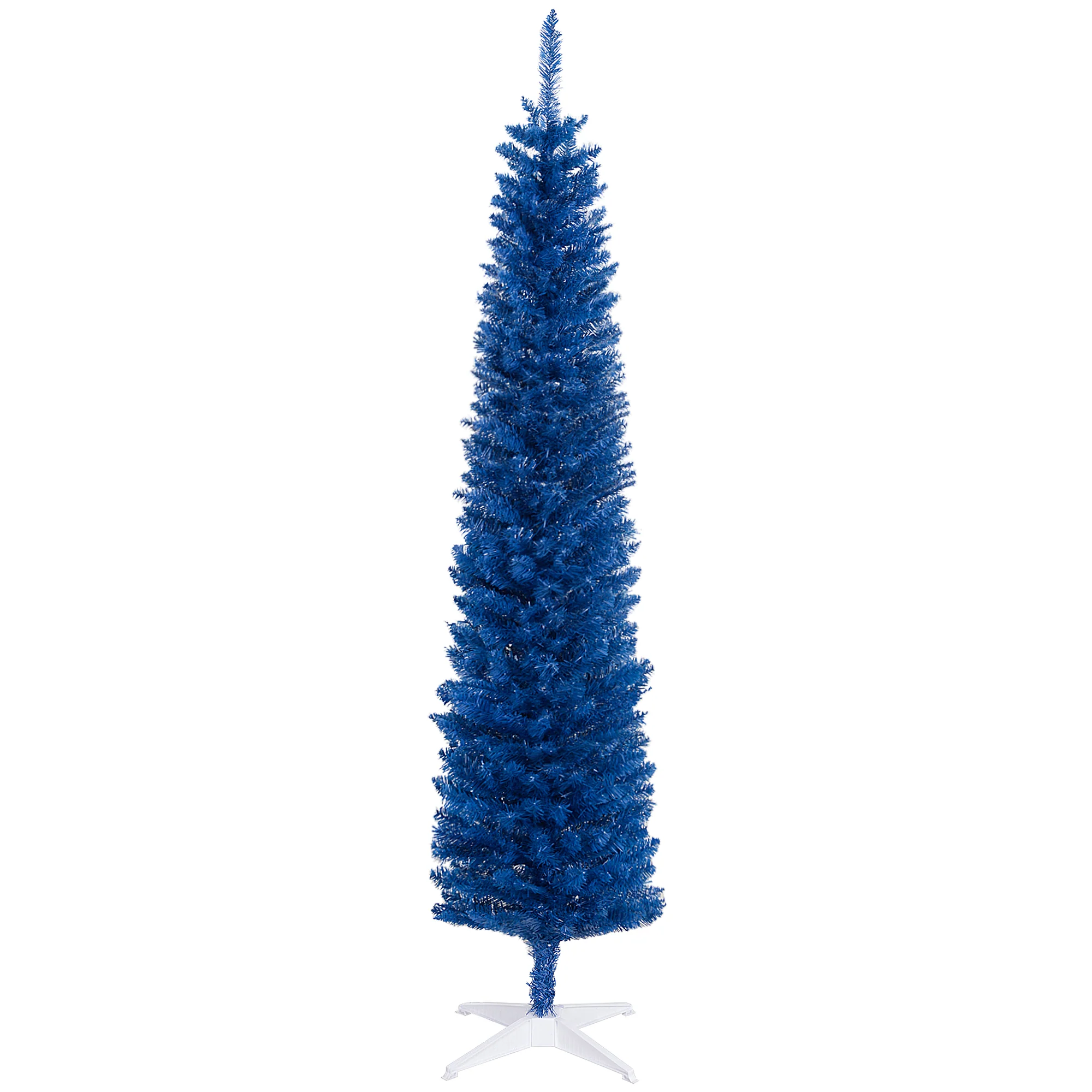 7' Pencil Christmas Tree, Slim Artificial Xmas Tree with Realistic Branches, Deep Blue - Image 2