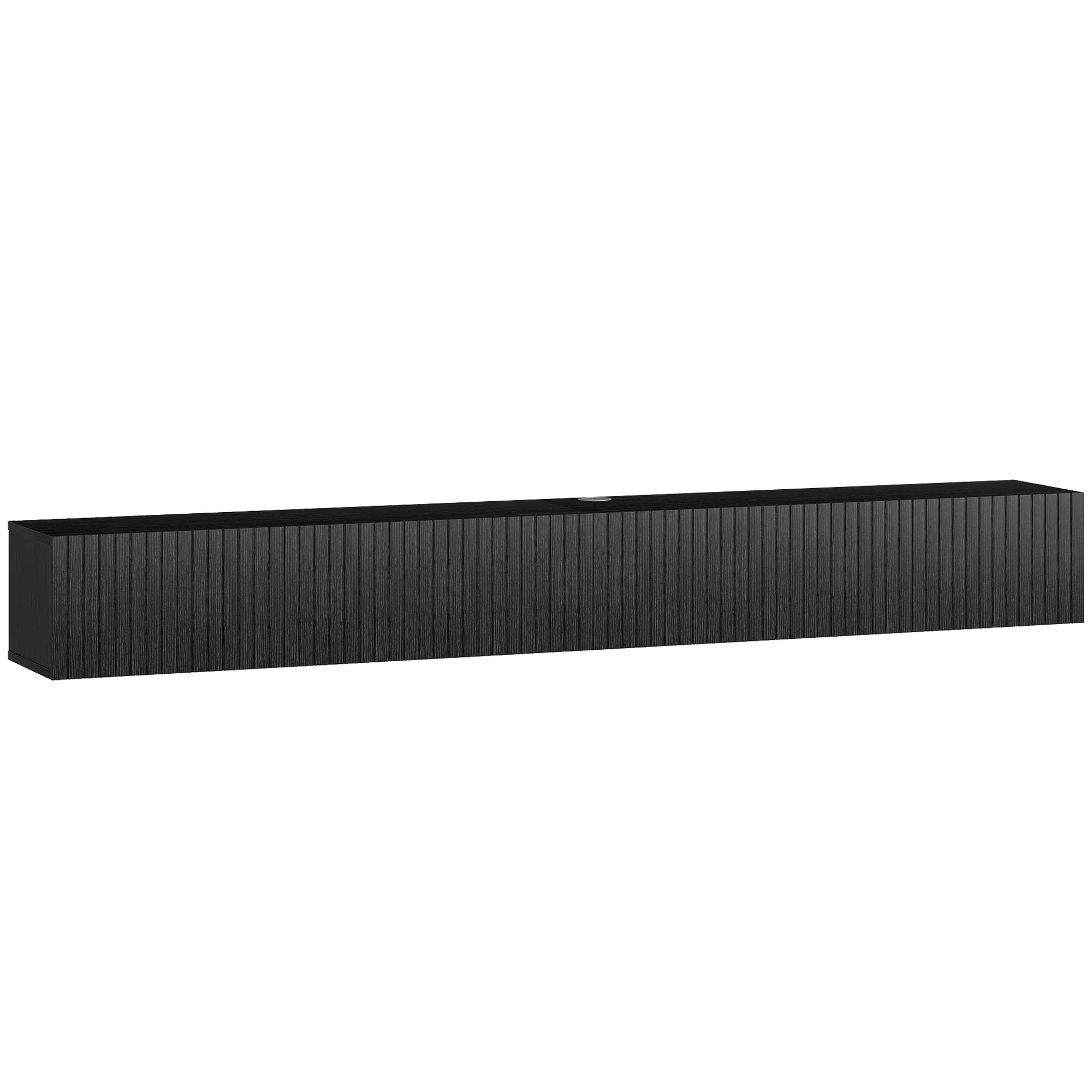 71" Floating TV Stand for TVs up to 72 Inch, Wall Mount Media Console with 2 Fluted Flip-Down Doors, Entertainment Center with Cable Hole for Living Room, Black - Image 12