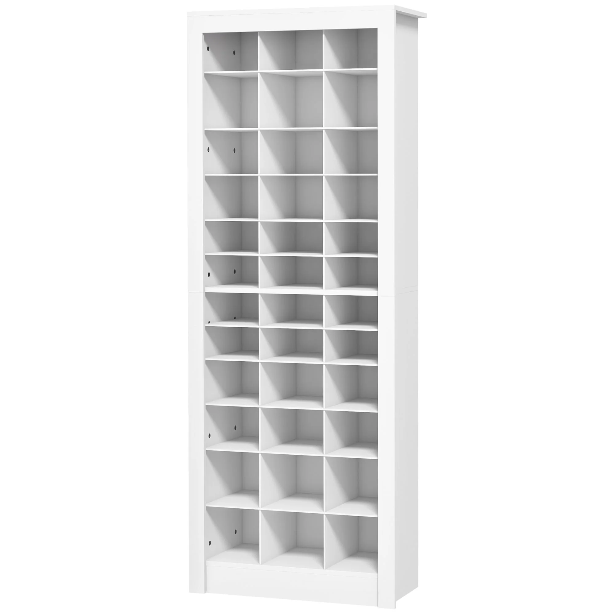 71" Shoe Storage Cabinet with 3 Heights of Open Cubes for 36 Pairs White - Image 2