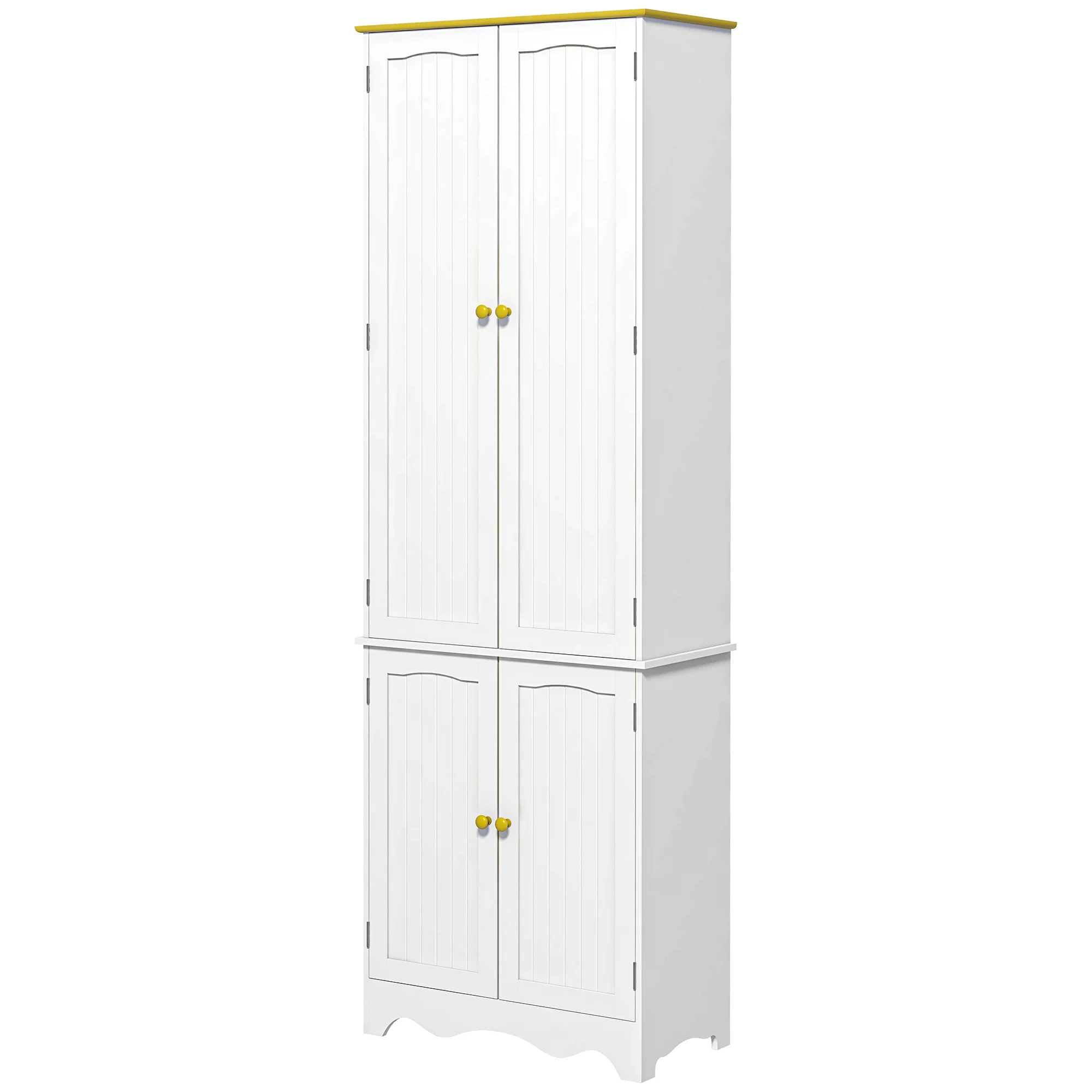 72" Tall Kitchen Pantry with 4 Shelves & 4 Doors, White - Image 2