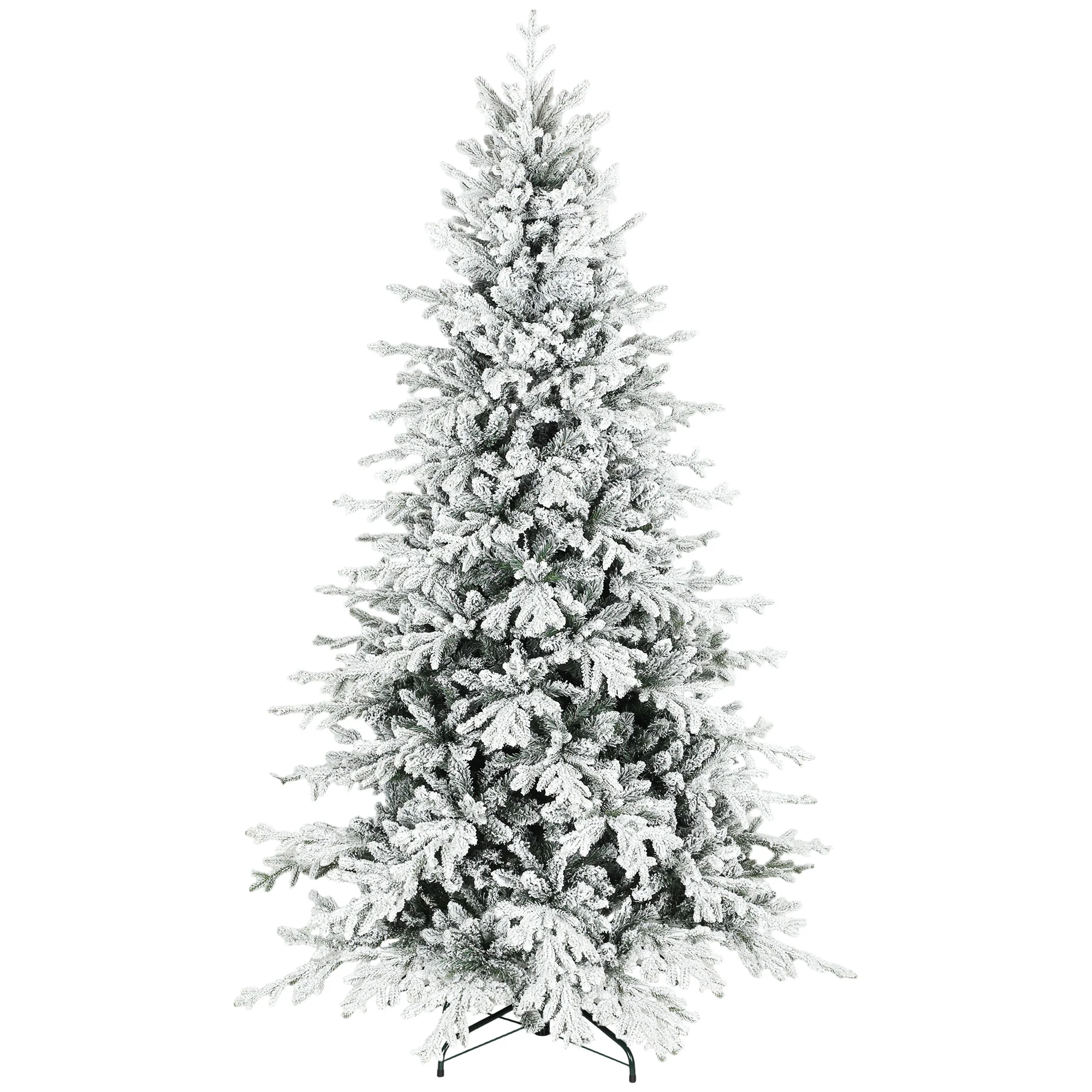 7ft Artificial Flocked Christmas Tree with Realistic Tips, Metal Stand, Easy Assembly