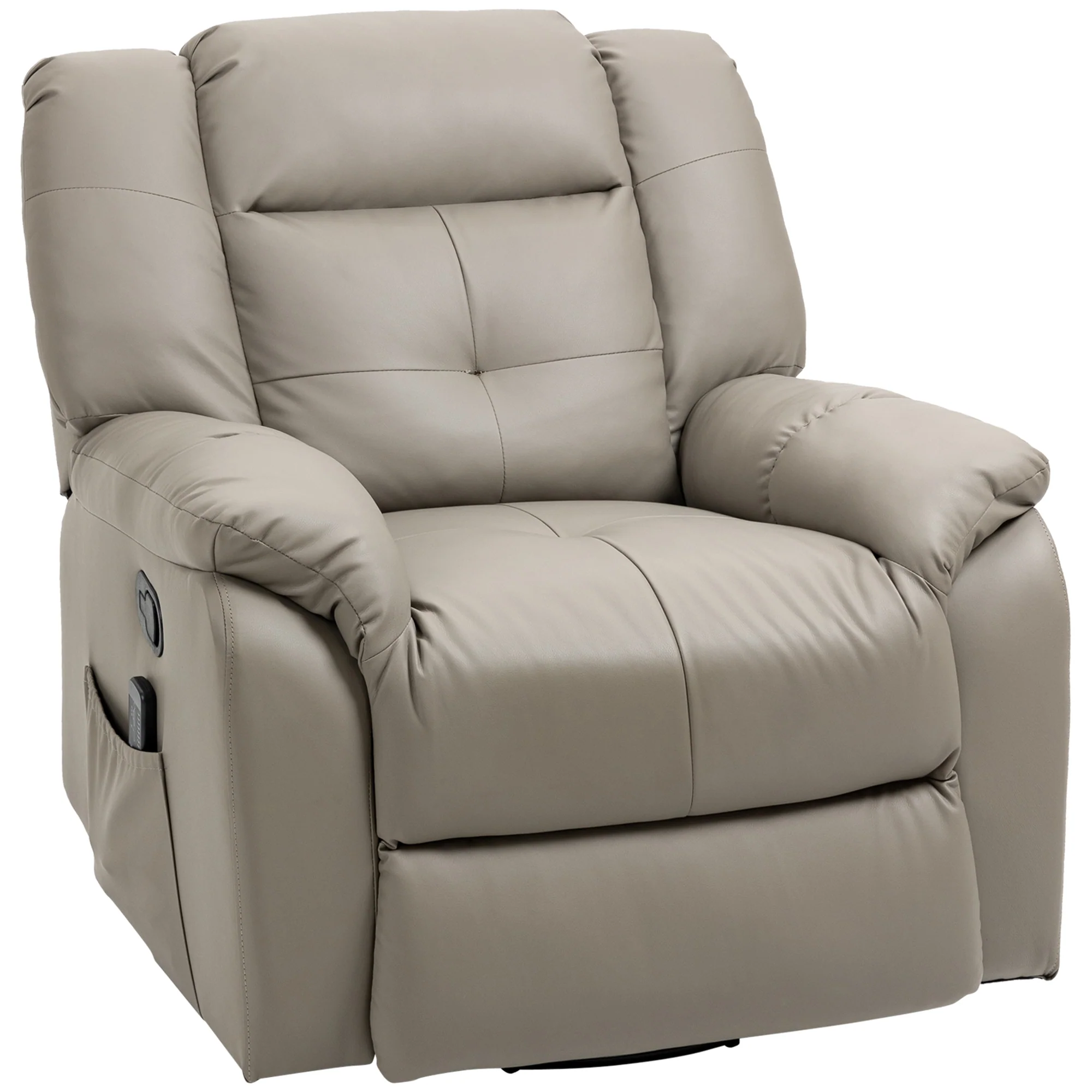8 Point Vibration Swivel Recliner with Rocking Function and Remote Control, Grey