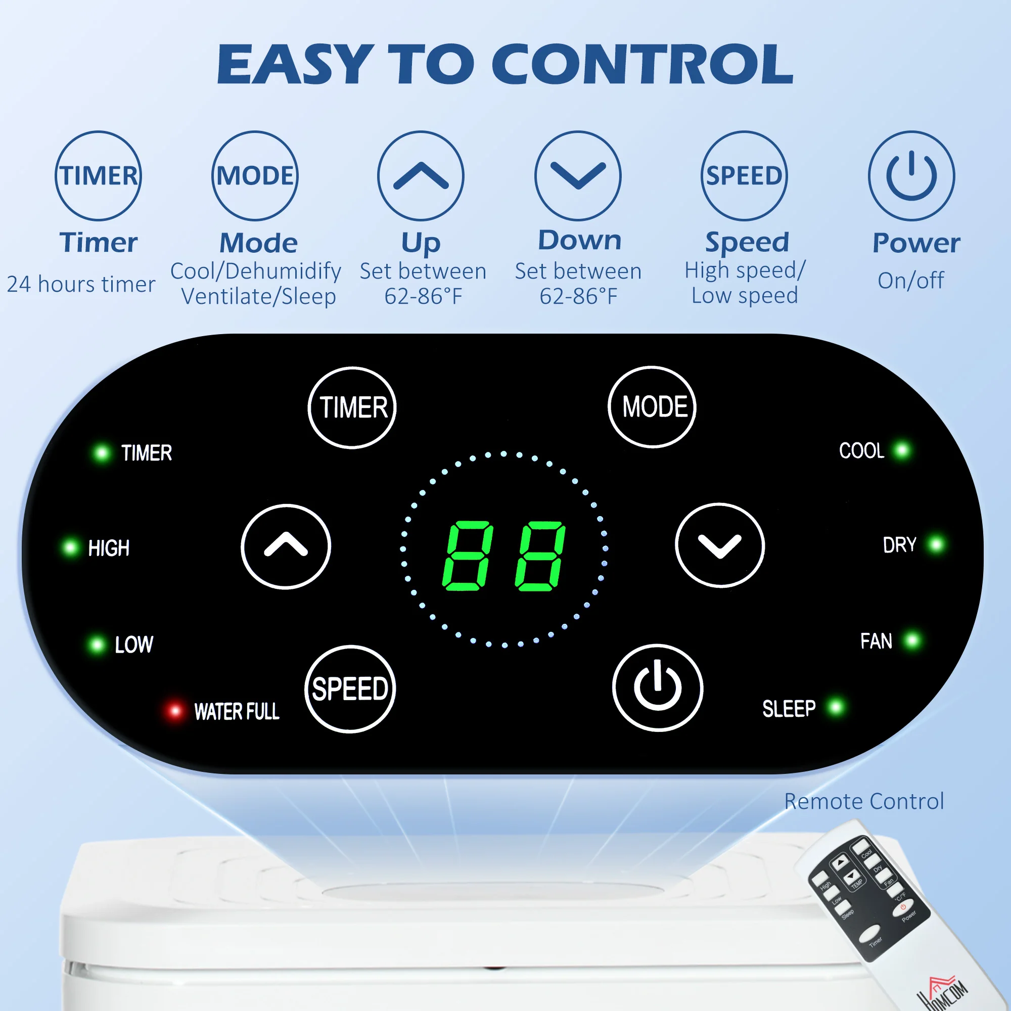 8000 BTU Mobile Portable Air Conditioner with Cooling, Dehumidifier, Portable AC Unit, Cream White - Image 9